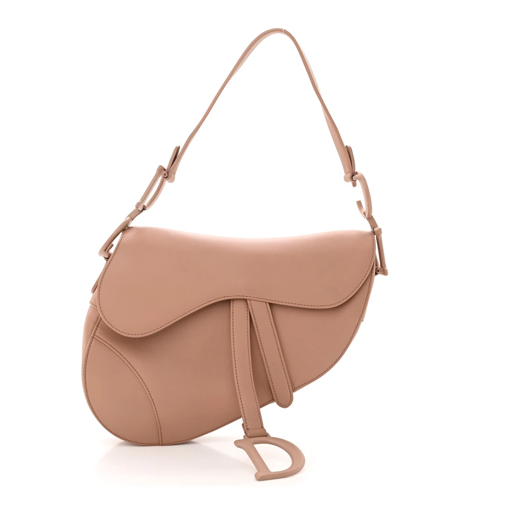 Dior Blush Ultra Matte Calfskin Leather Medium Saddle Bag Matte Beige Hardware Reps