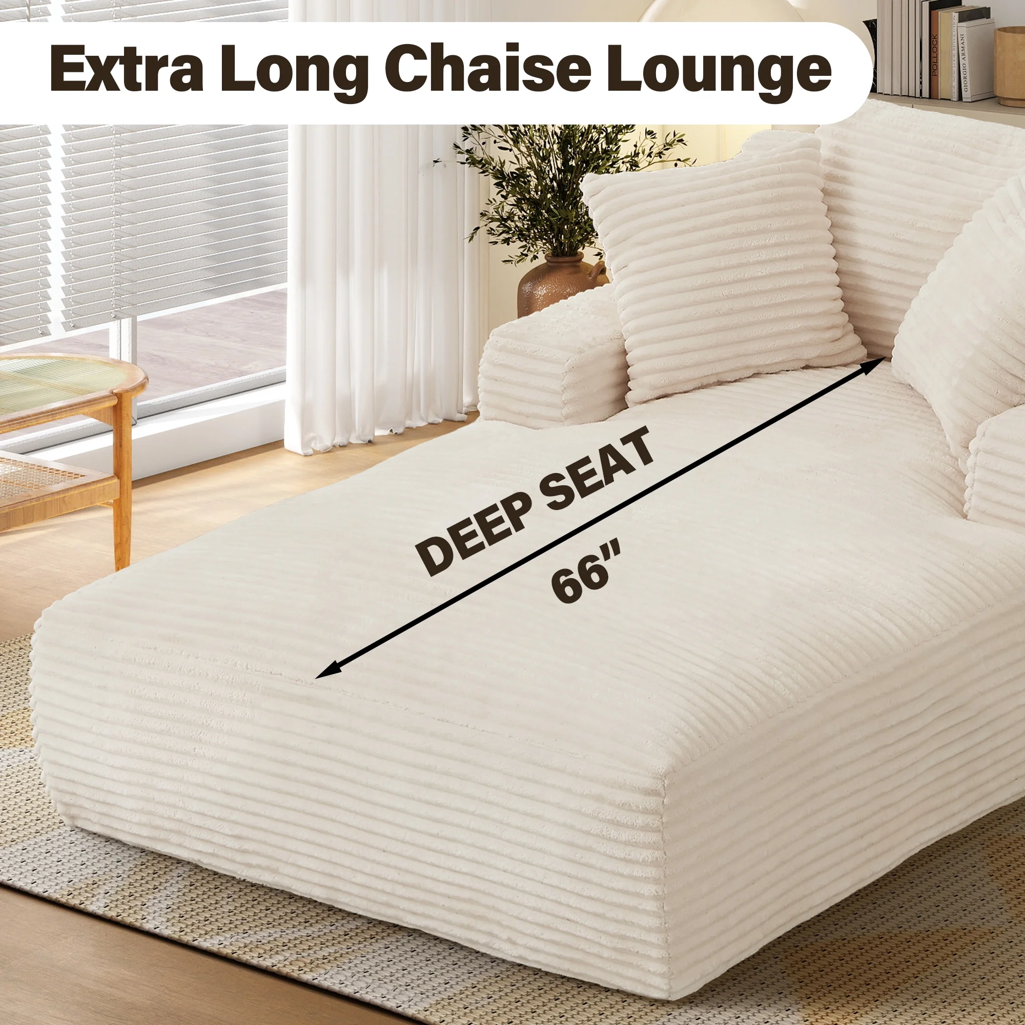 Aukfa 78.7" Extra Long Chaise Lounge Sofa, Oversized Upholstered Couch with 3 Pillows for Indoor Living Room/Bedroom,Orange - Image 31