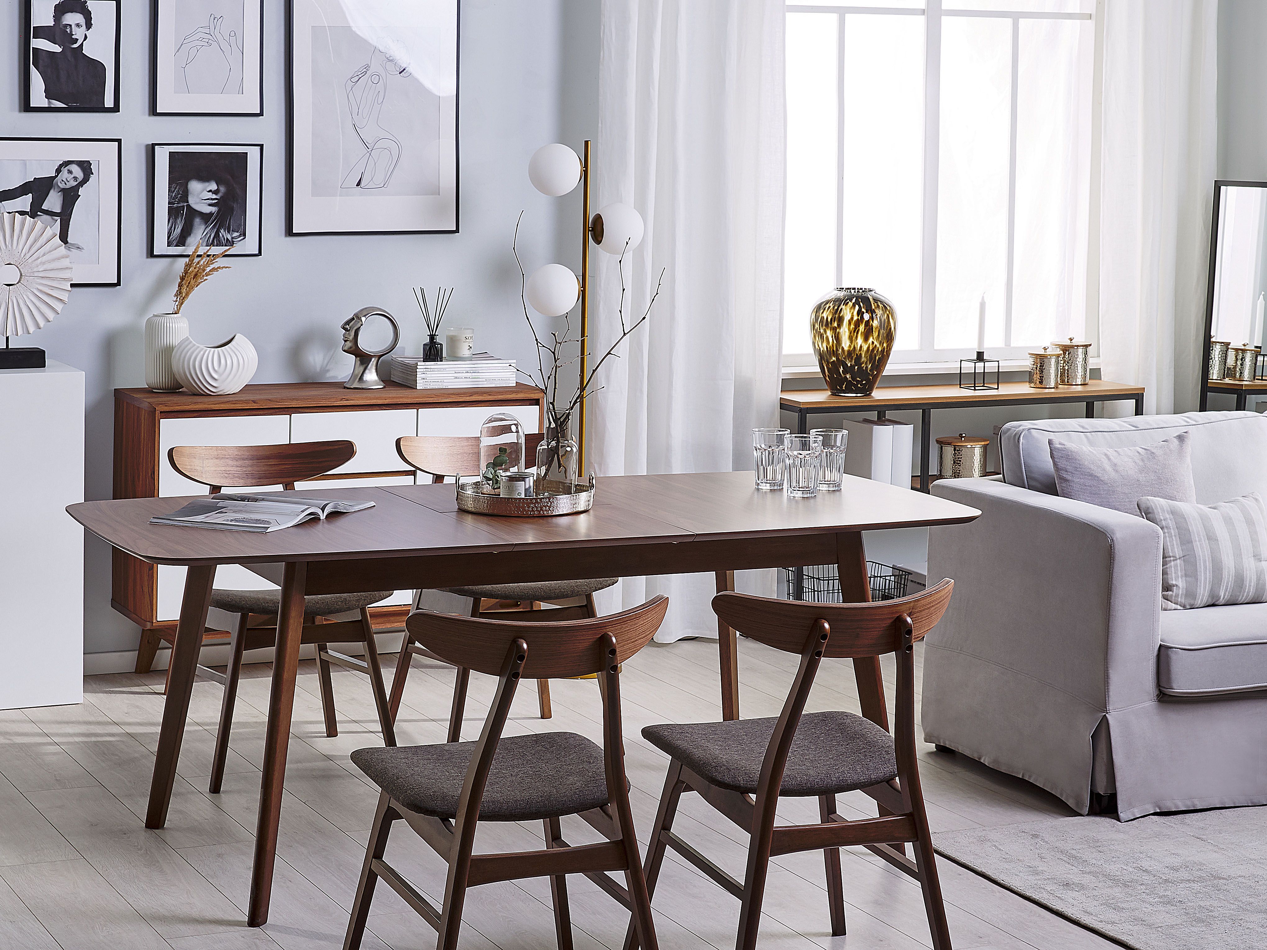 Extending Dining Table MADOX Dark Walnut 150/190 cm 90 cm