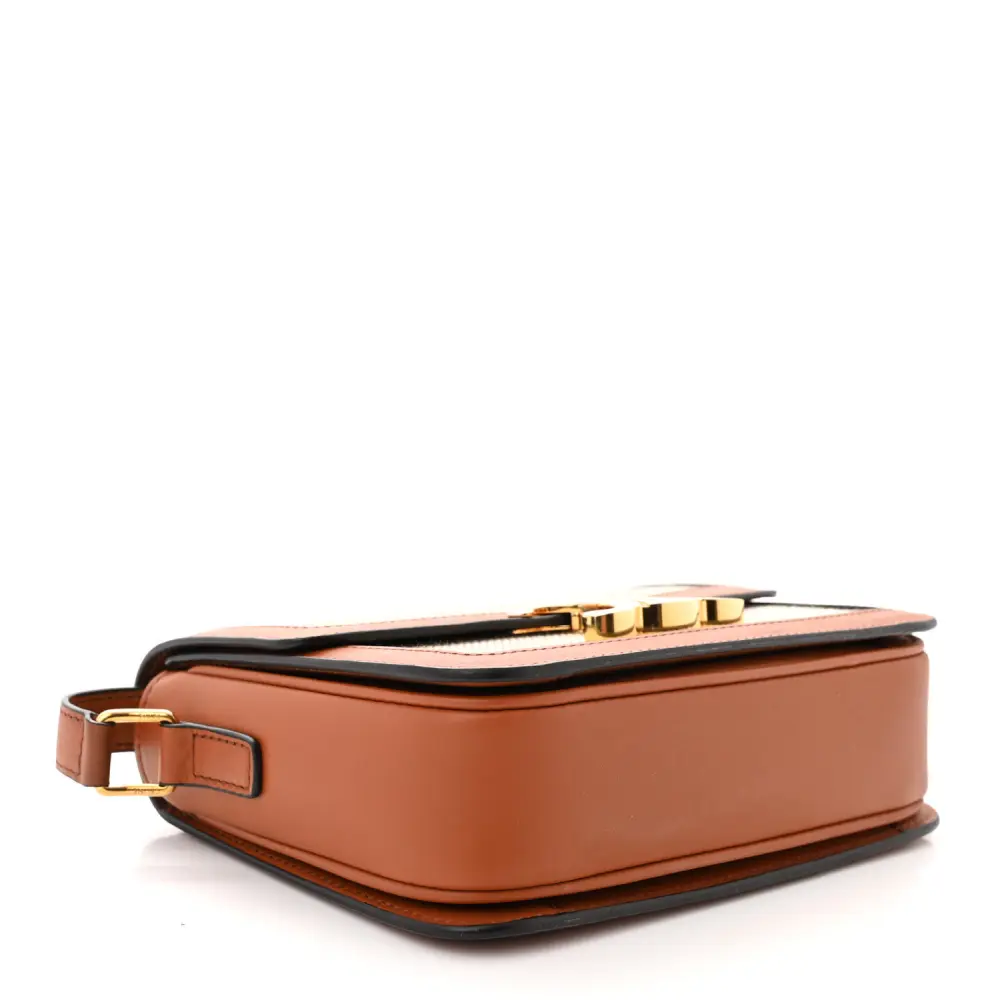 Celine Teen Triomphe Superfake Handbag – White/Tan Textile Replica1:1High-quality replica
