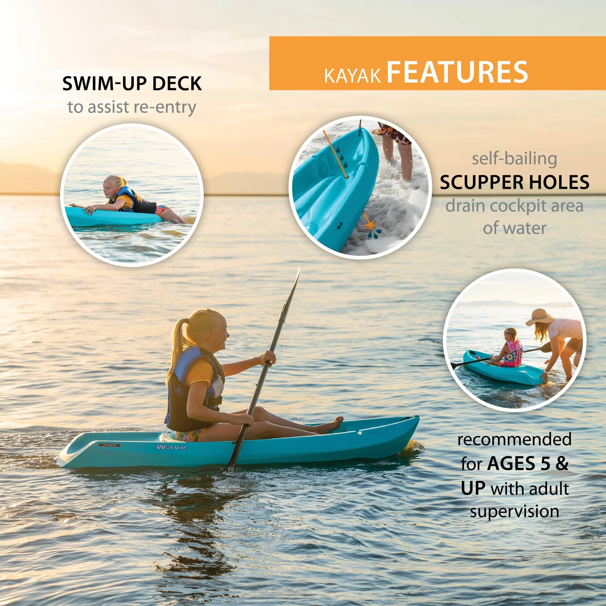 Lifetime Wave 6 ft Youth Kayak, Fire Red (91401) - Image 102