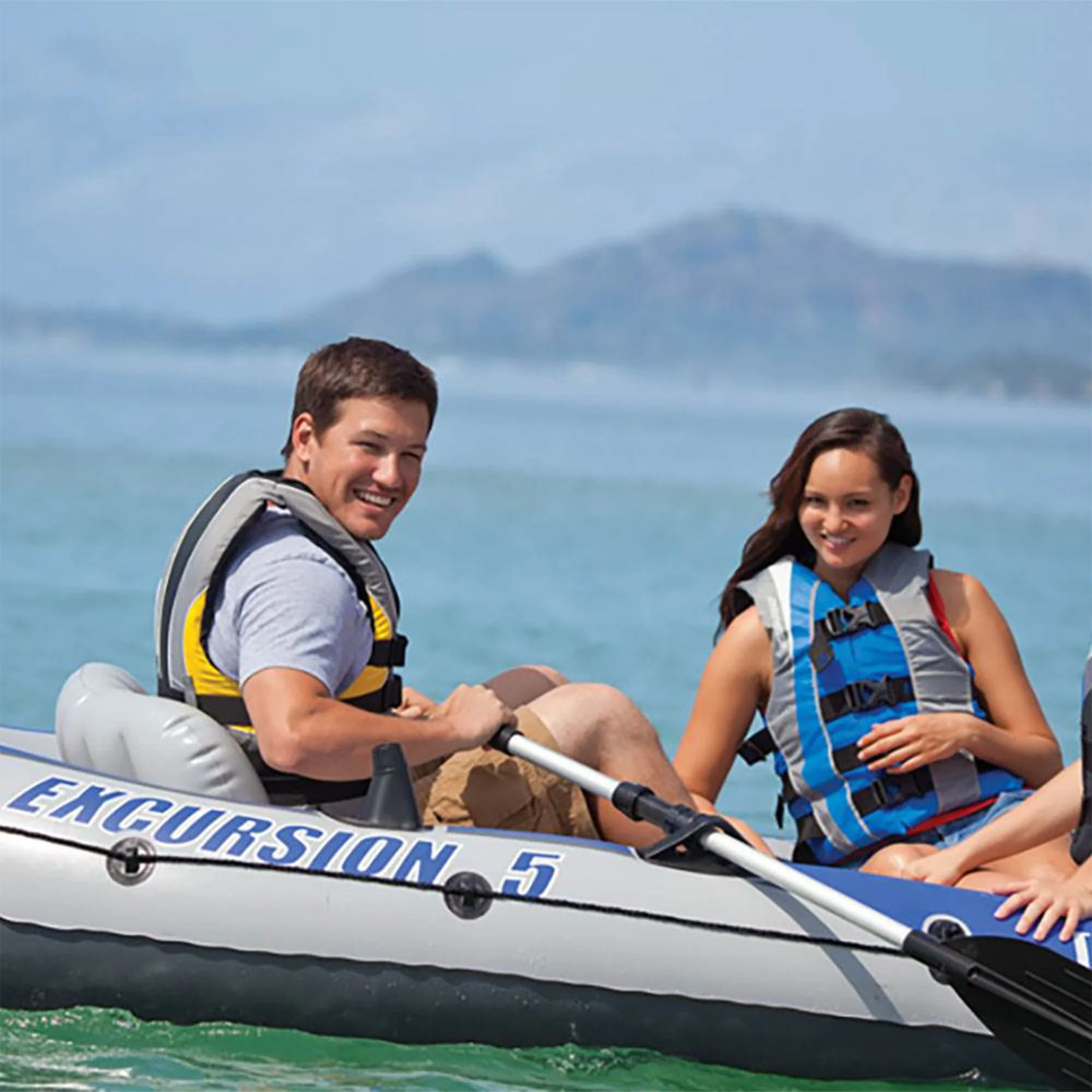 Intex Excursion 5 Person Inflatable Fishing Boat with Composite Motor Mount - Image 7