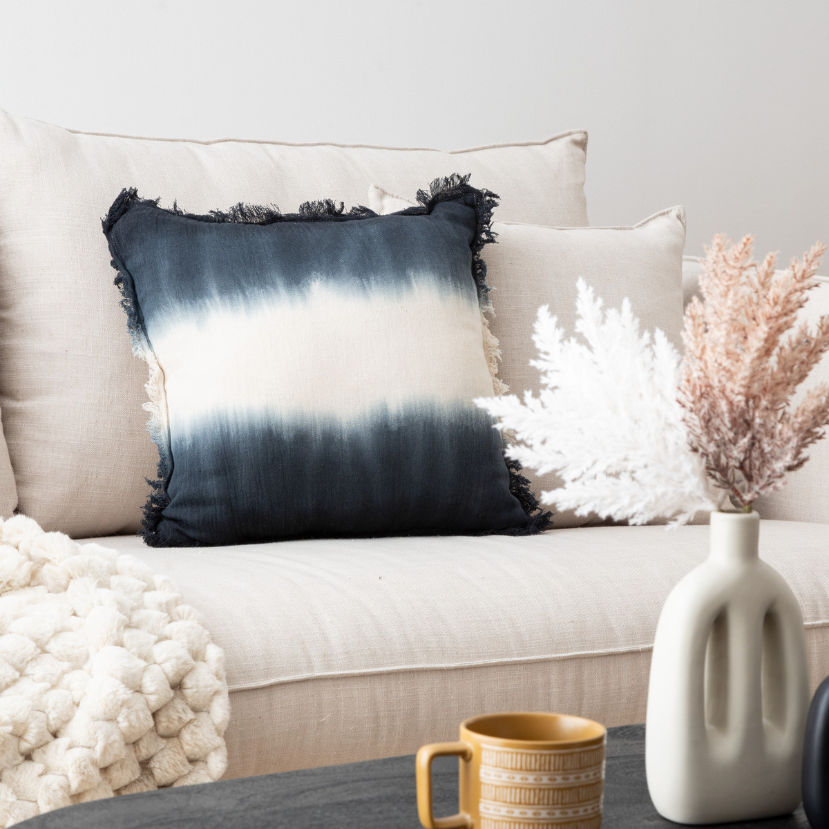 Tie-dye cushion "Inuit dreams" Blue, 30x50 cm