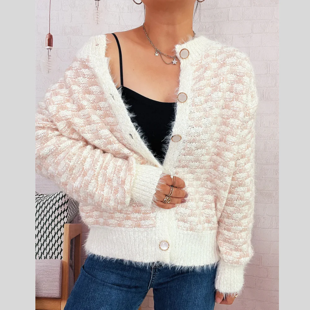 Fluffy Textured Button-Up Cardigan - ZKZOOK