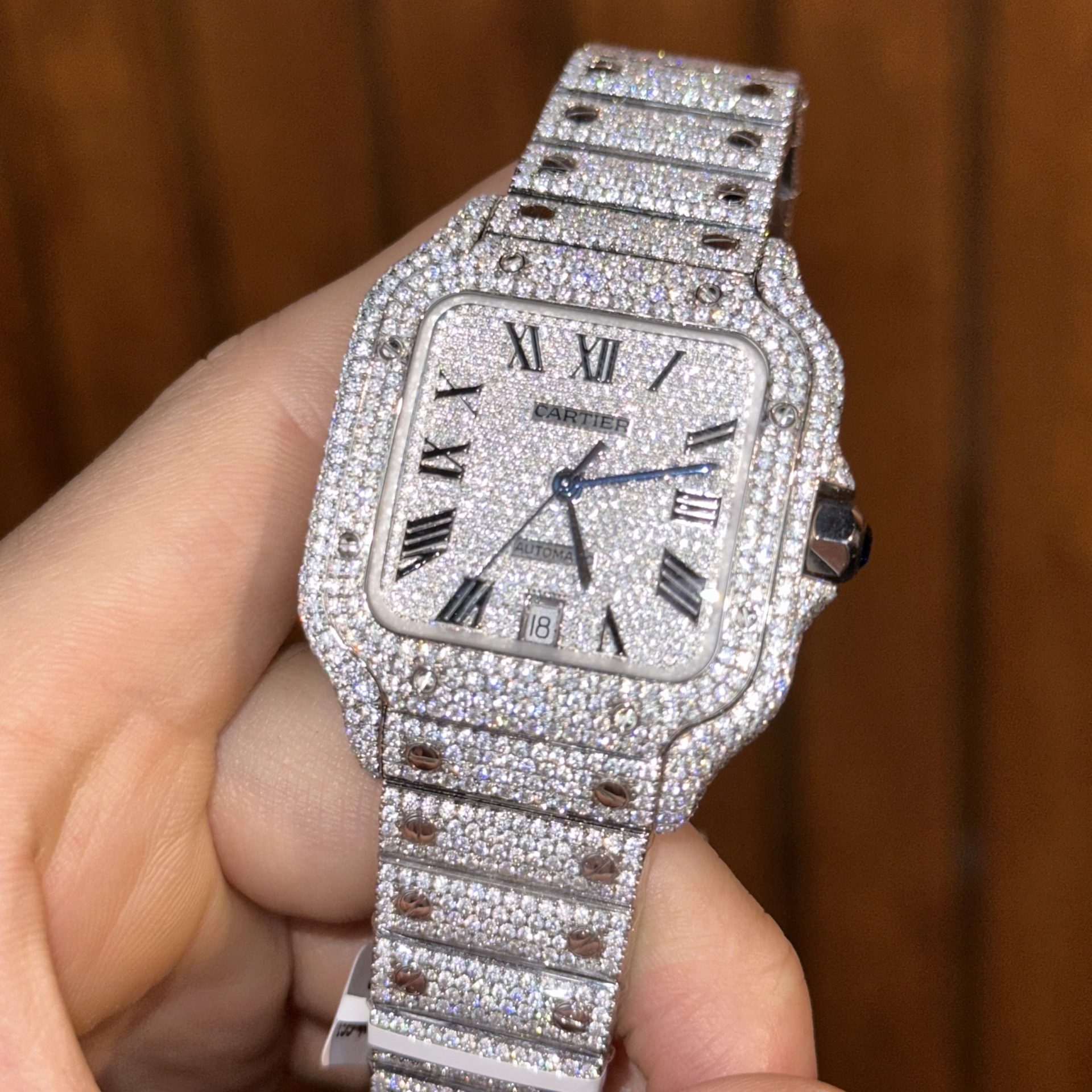 Cartier Iced Out Santos De Cartier Customs Moissanite Diamonds 39.8mm - Top club