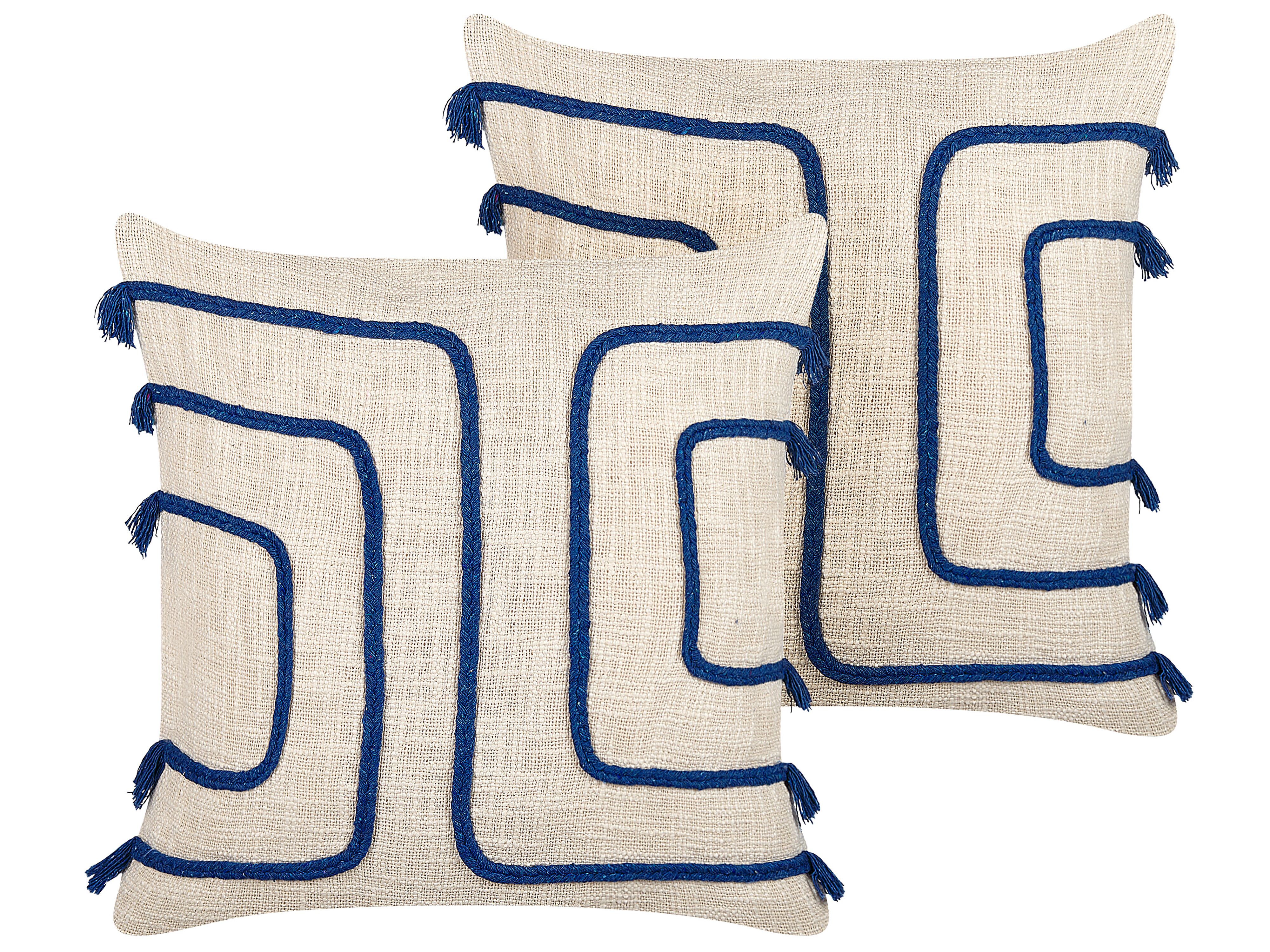 Set of 2 Decorative Cushions PLEIONE Cotton 45 x 45 cm Navy Blue Geometric Pattern