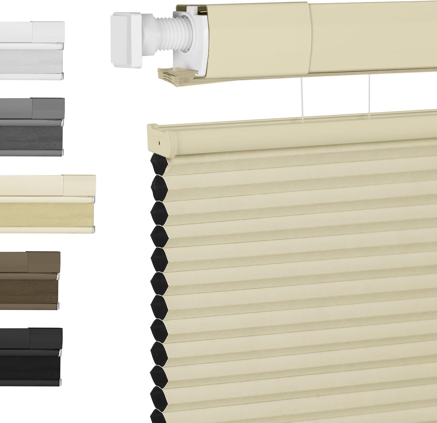 BERISSA Top Down Bottom Up Cordless Cellular Shades No Tools No Drill Blinds for Windows Shades for Indoor Windows Easy to Install,52