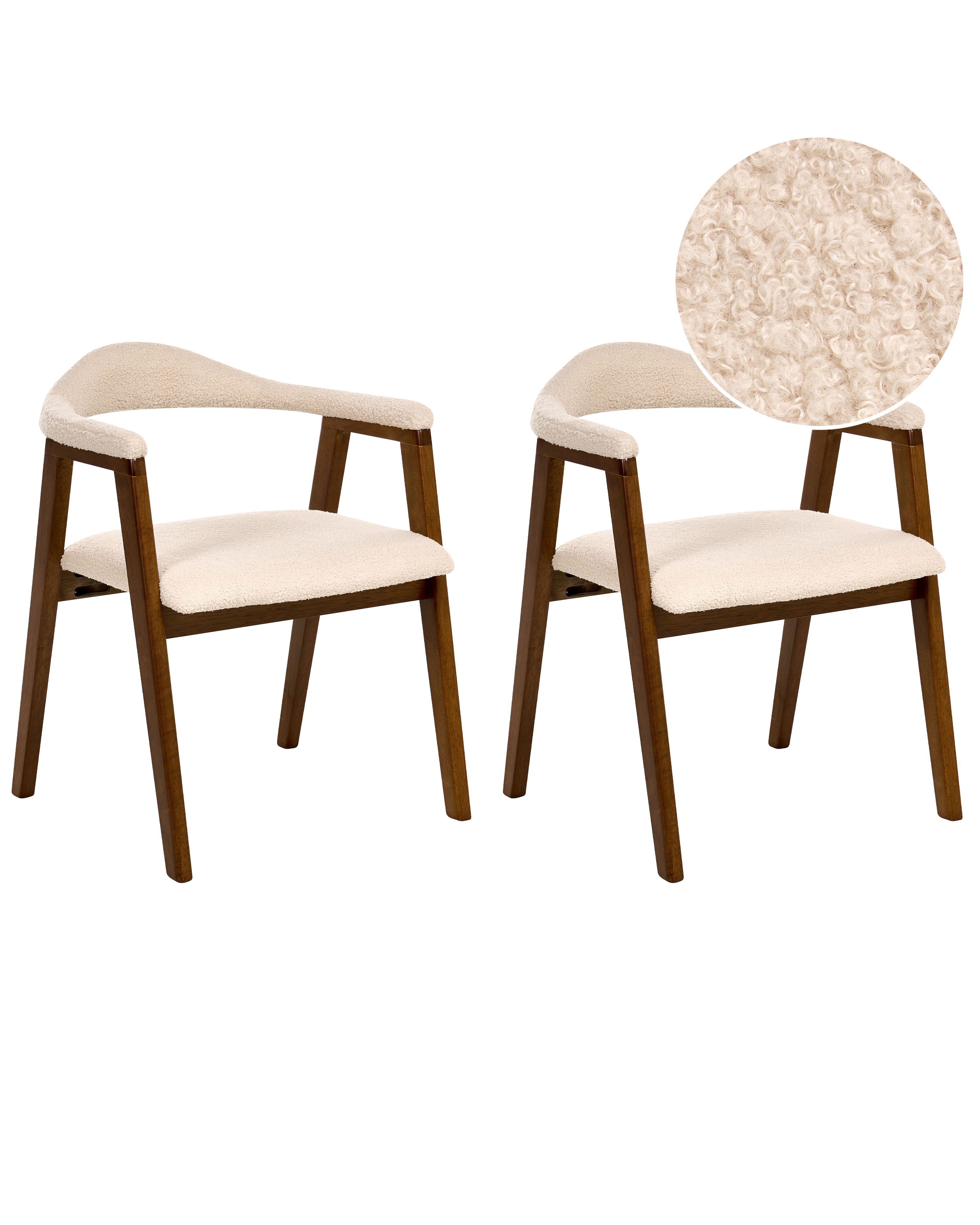 Set of 2 Dining Chairs ONECO Wood Dark Brown