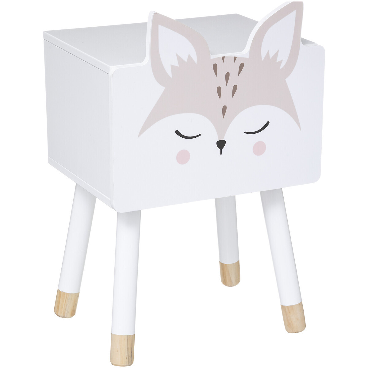 Kids bedside table "Fox" White, H.53 cm