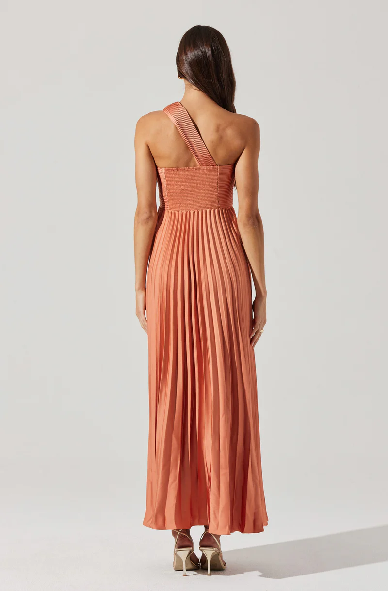 Rasya One-Shoulder Pleated Maxi Dress