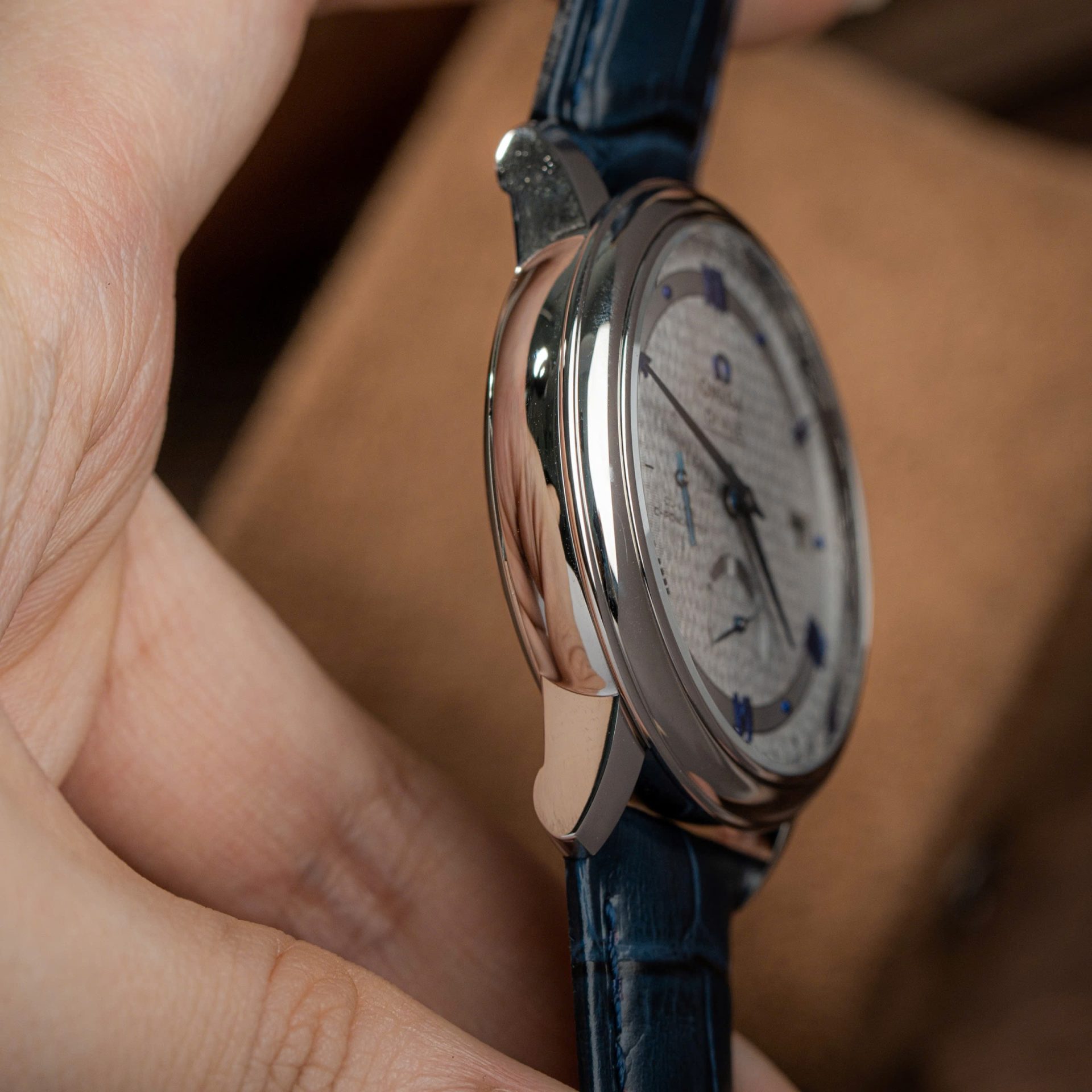 Omega De Ville Prestige Power Reserve Replica 11 Watch Blue Leather Strap 39.5mm - Top club