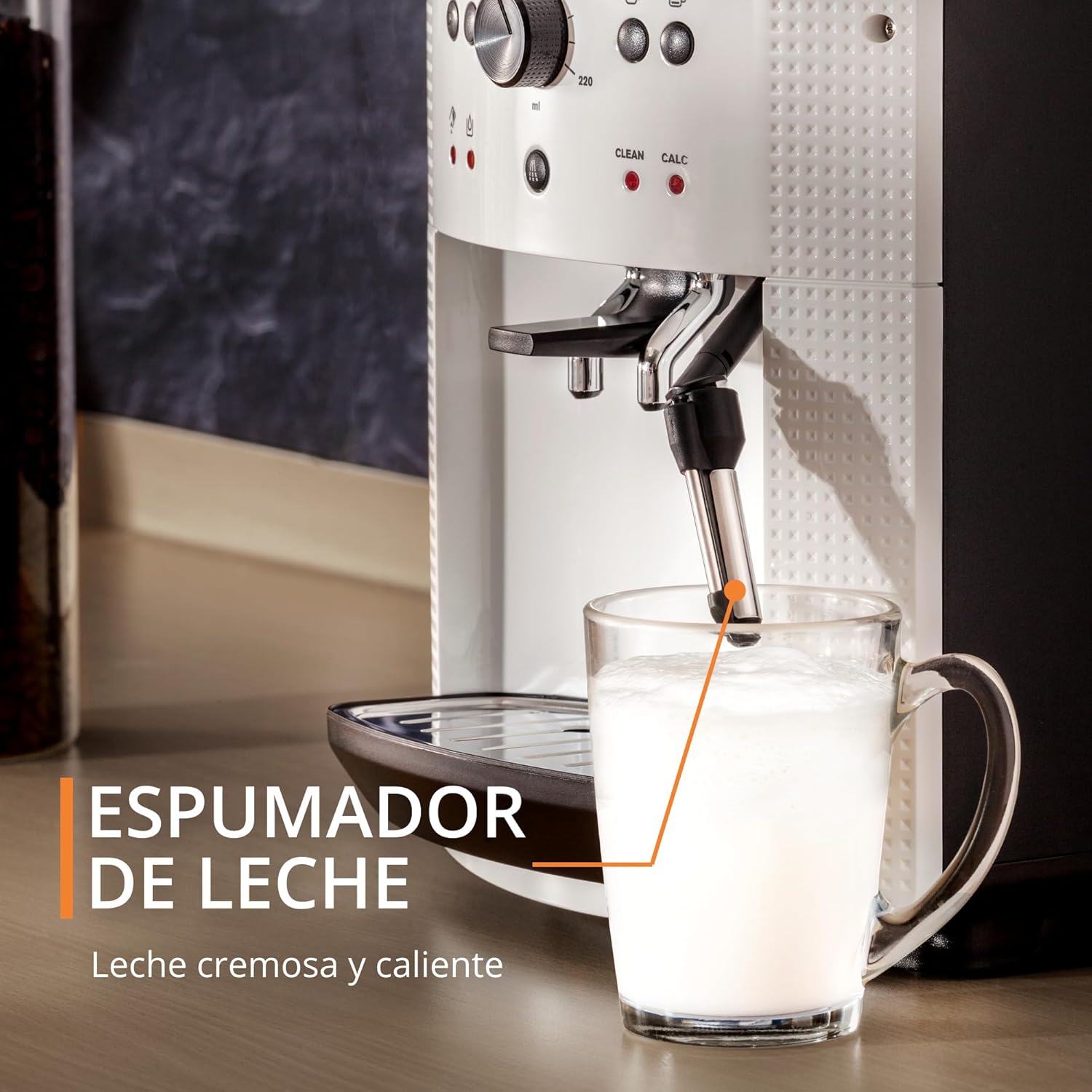Roma - Cafetera superautomática 15 bares de presión, 3 niveles intensidad café, cantidad ajustable 20 a 220ml, limpieza y descalcificación automático, molinillo integrado EA8105