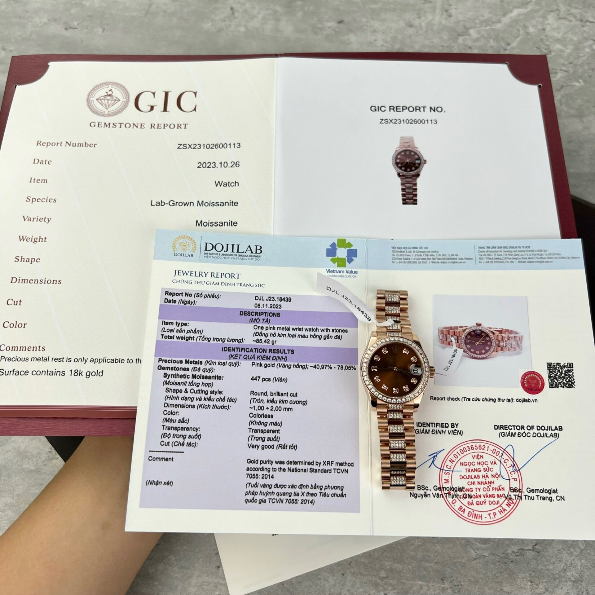 Rolex DateJust Gold Wrapped Moissanite Replica Watch With Chocolate Dial 31mm - Elite Watch Atelier