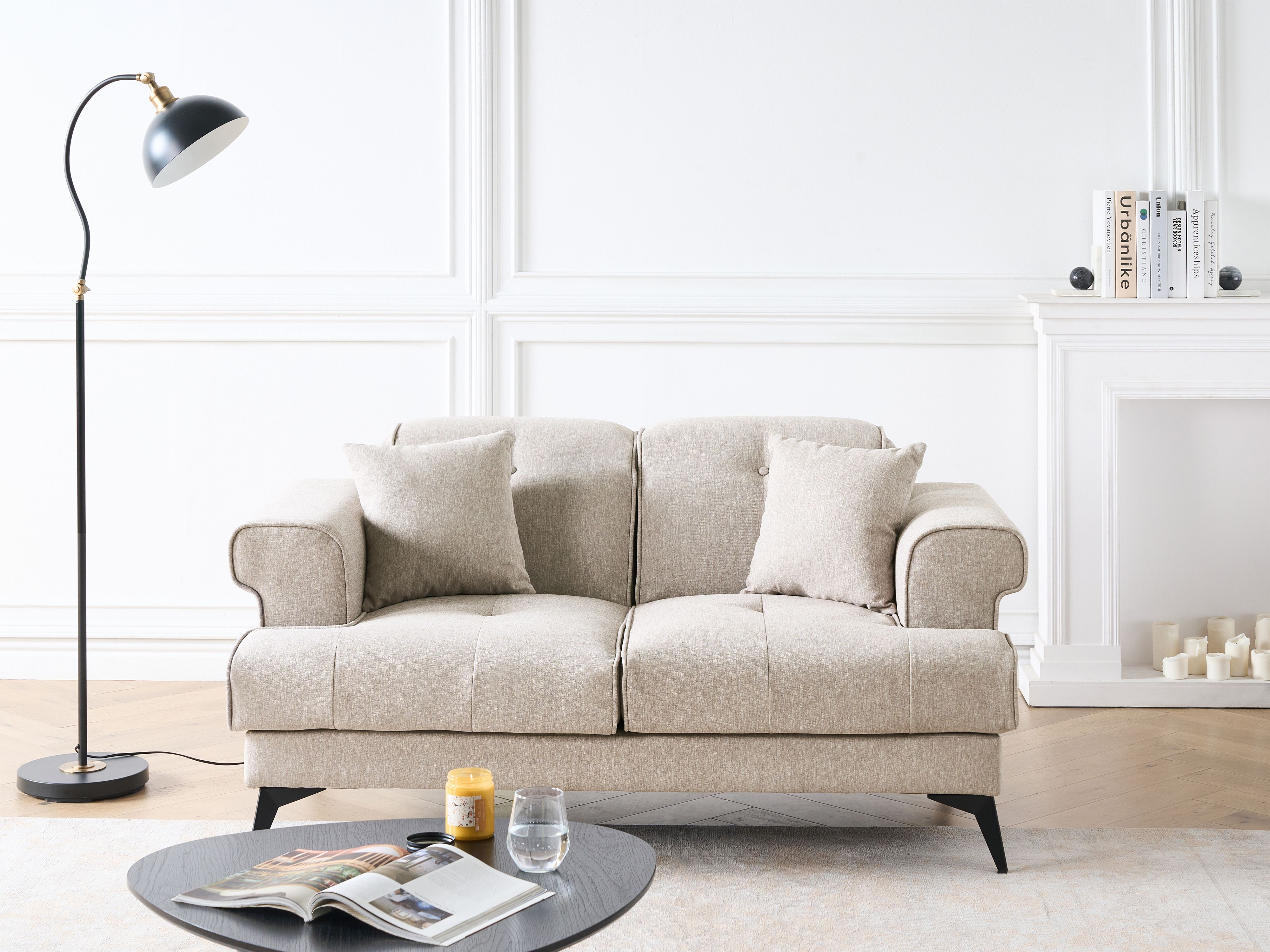 Sofa 2 Seater SKIVE Fabric Taupe