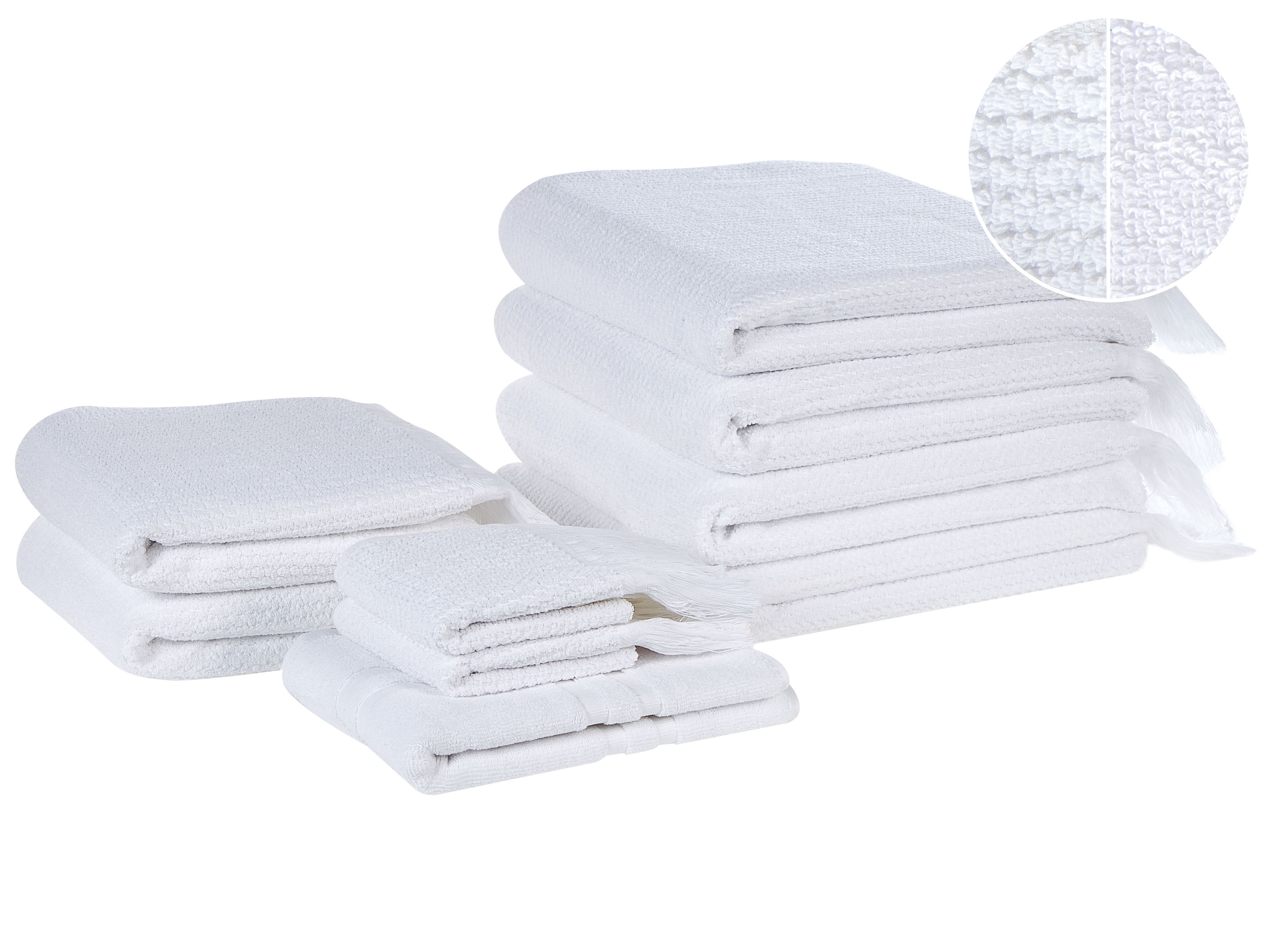 Set of 9 Towels ATIU Terry Cotton White