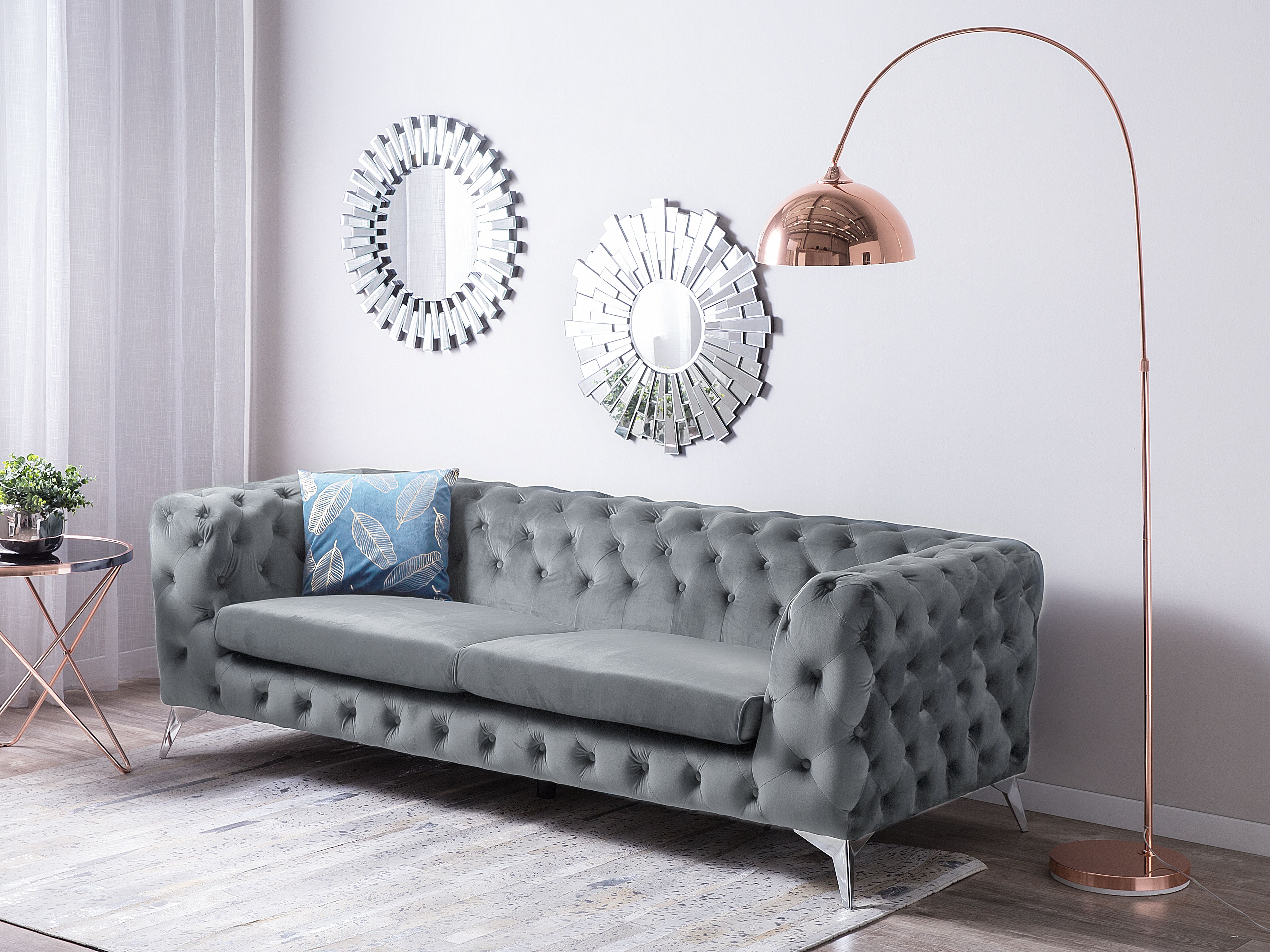 Sofa 3 Seater SOTRA Velvet Grey