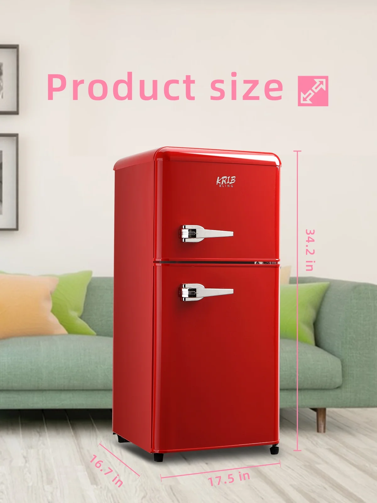 Krib B Compact Refrigerator 3.5 Cu.ft, Mini Fridge with Freezer, Modern Fridge with Dual Door, 7 Grade Temperature Adjustment, Silver - Image 13