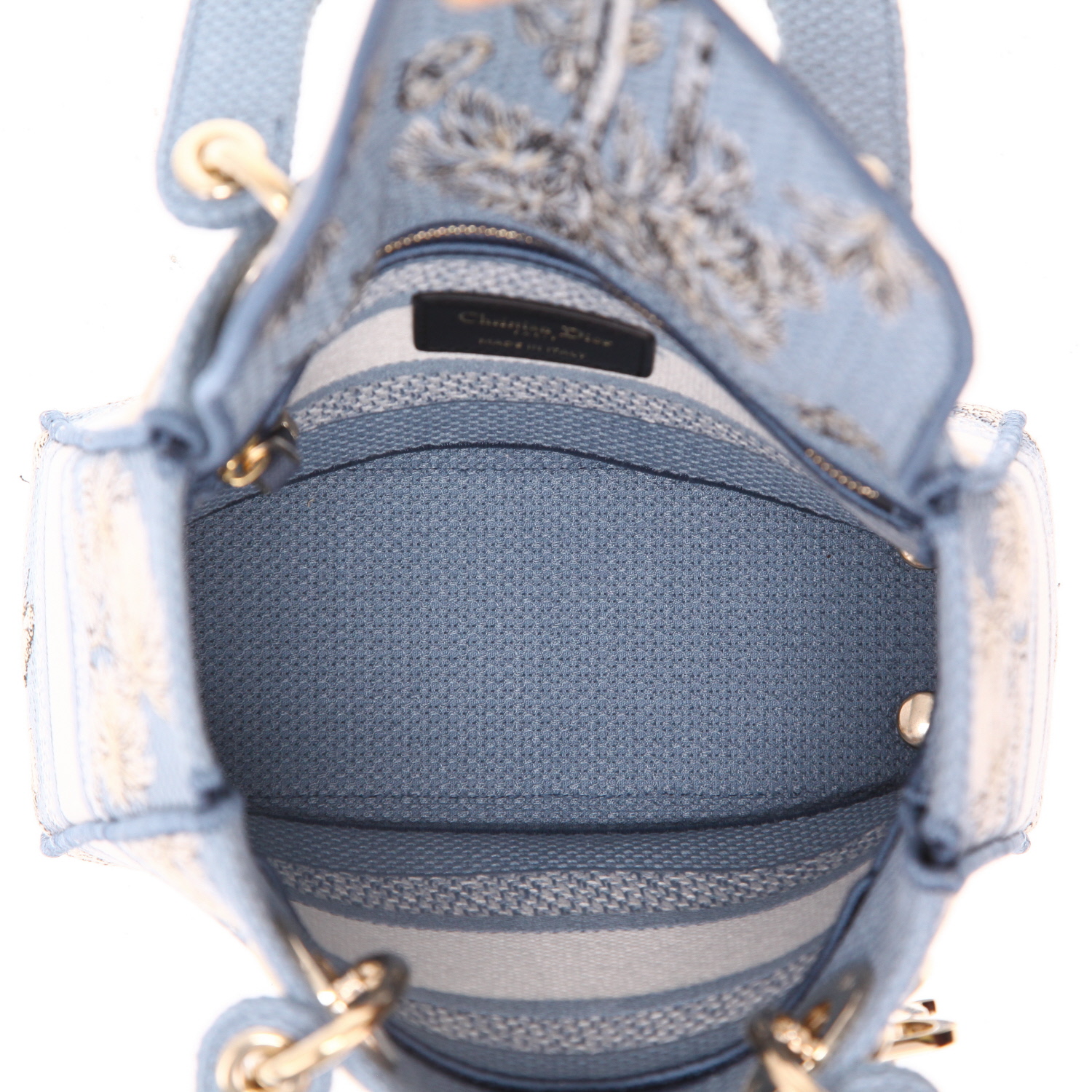 Dior Lady D- Lite handbag in blue canvas1:1High-quality replica