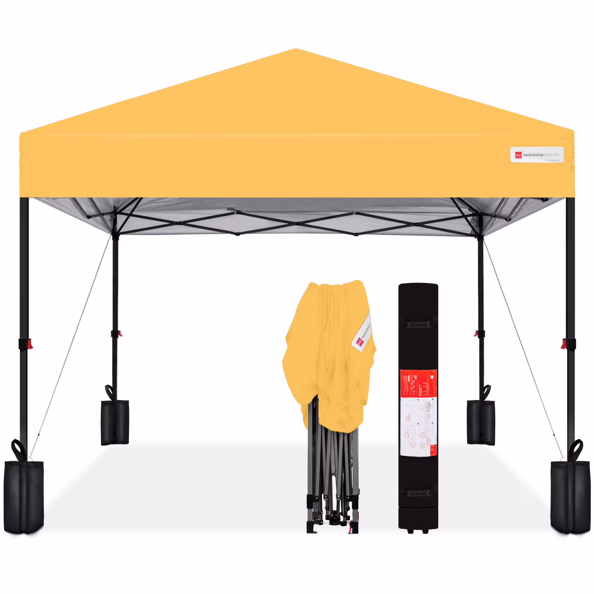Best Choice Products 10x10ft Easy Setup Pop Up Canopy w/ 1-Button Setup, Wheeled Case, 4 Weight Bags - White - Image 9