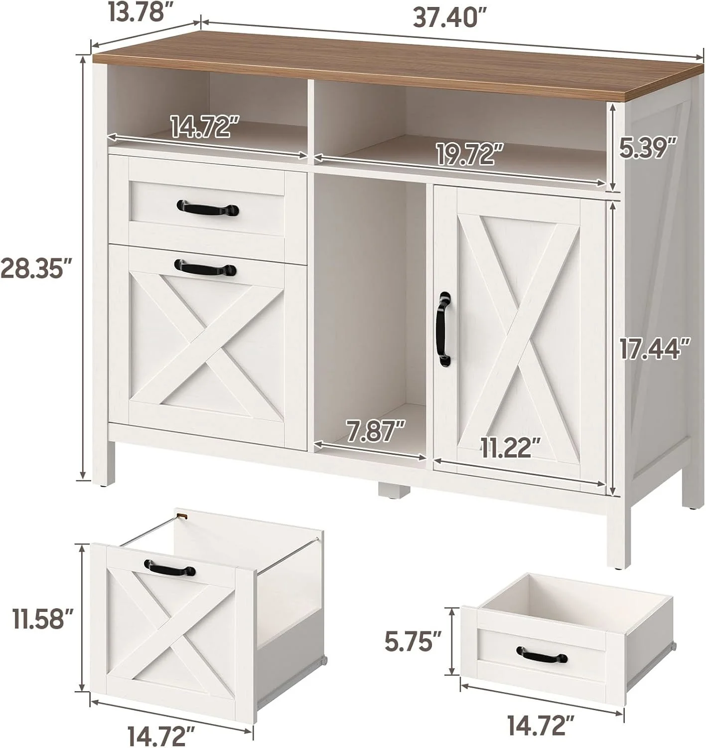 Vabches 2 Drawer Lateral File Cabinet,Mobile Wood office Cabinet for Home Office,Printer Stand with Open Storage Shelves. - Image 8