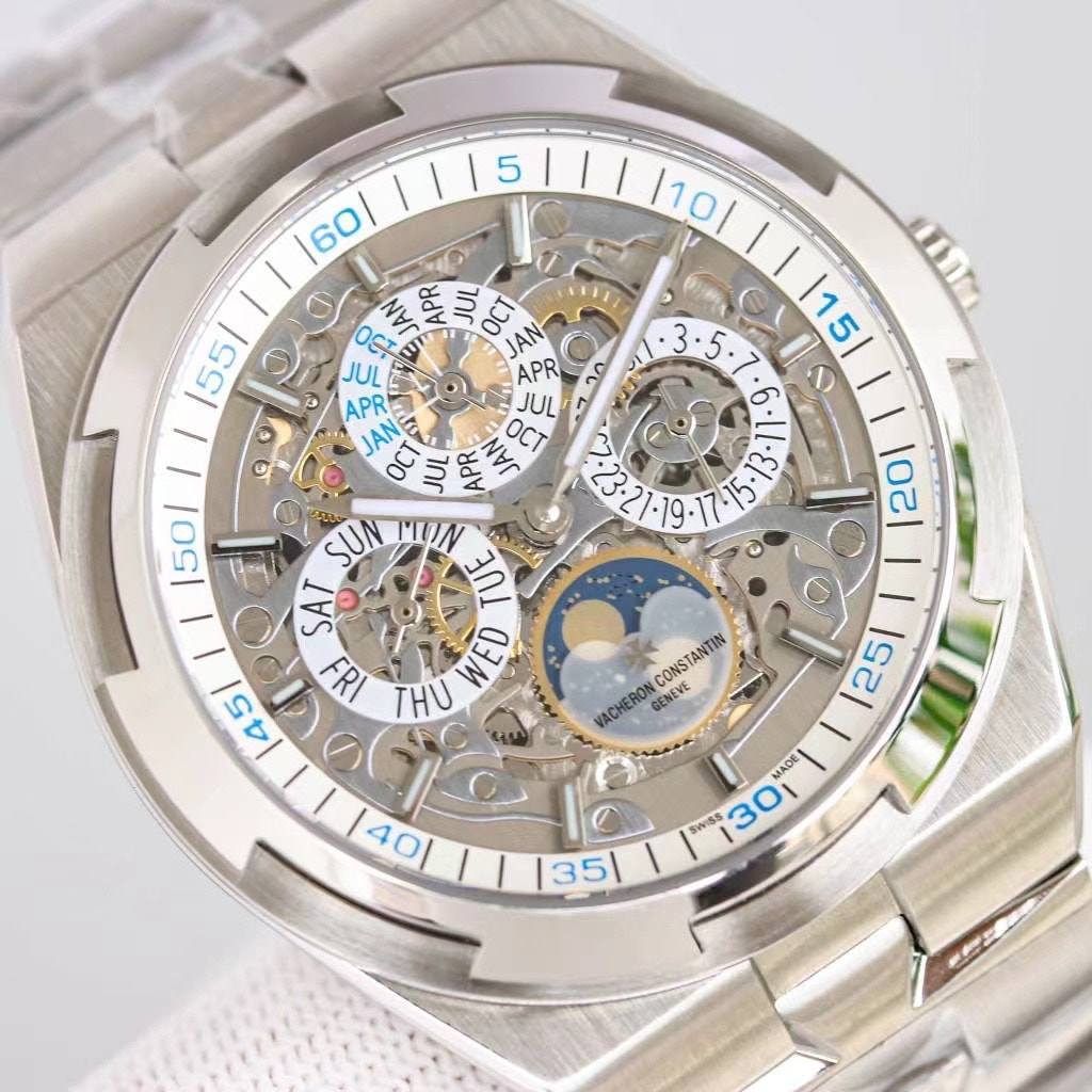 Fake Vacheron Constantin Replica Watch Overseas perpetual calendar ultra-thin skeleton Boutique Exclusive 41.5 MM WHITE GOLD 4300V/220G-B946(1:1 replica) - Top club