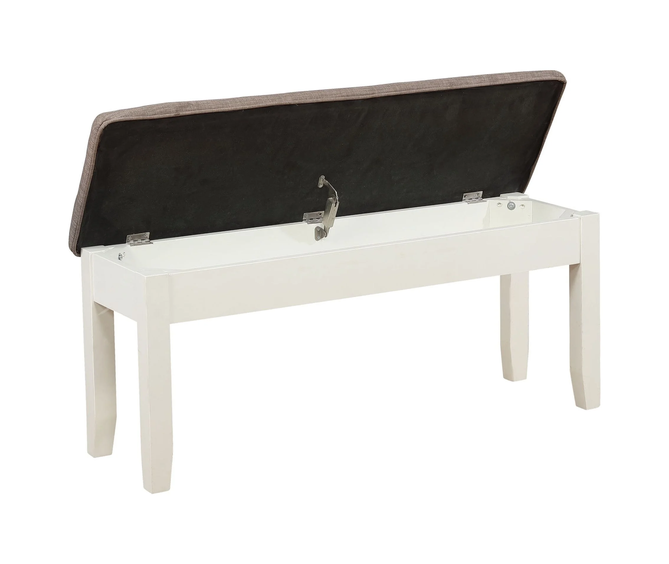 Powell Storage Bench with Upholstered Seat and Storage, White