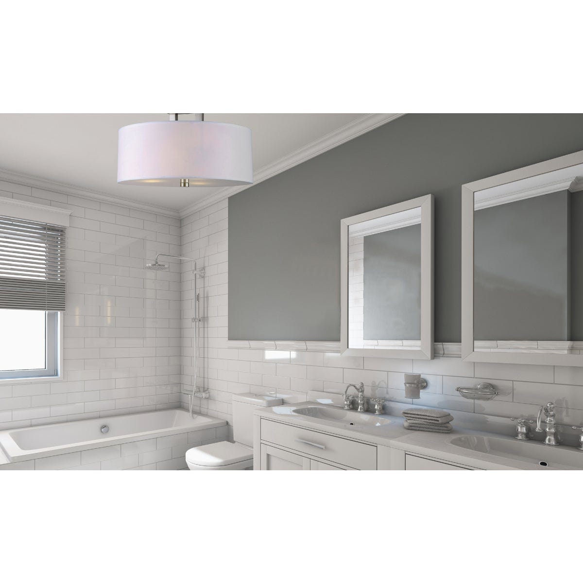 Canarm River 15 In. 3-Light Brushed Nickel Semi-Flush Mount Ceiling Light Fixture