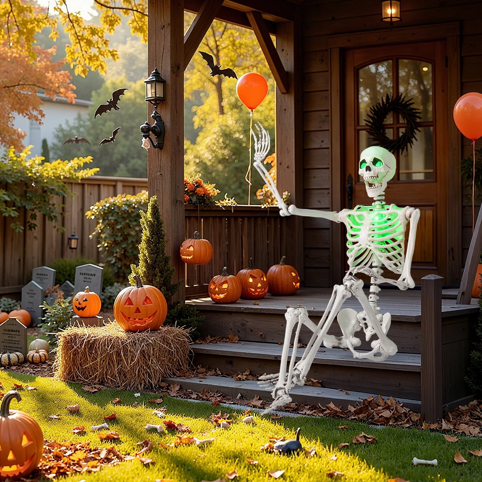 Costway 5.5 FT Poseable Halloween Skeleton Life-Size Decoration with Movable Joints Pink - Image 5 Costway 5.5 FT Poseable Halloween Skeleton Life-Size Decoration with Movable Joints Pink - Image 5