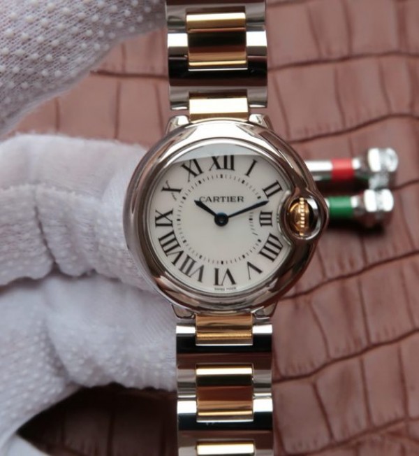 Replica Cartier Ballon Bleu Ladies 28mm SS White Dial SS/YG Bracelet Ronda Quartz - Top club