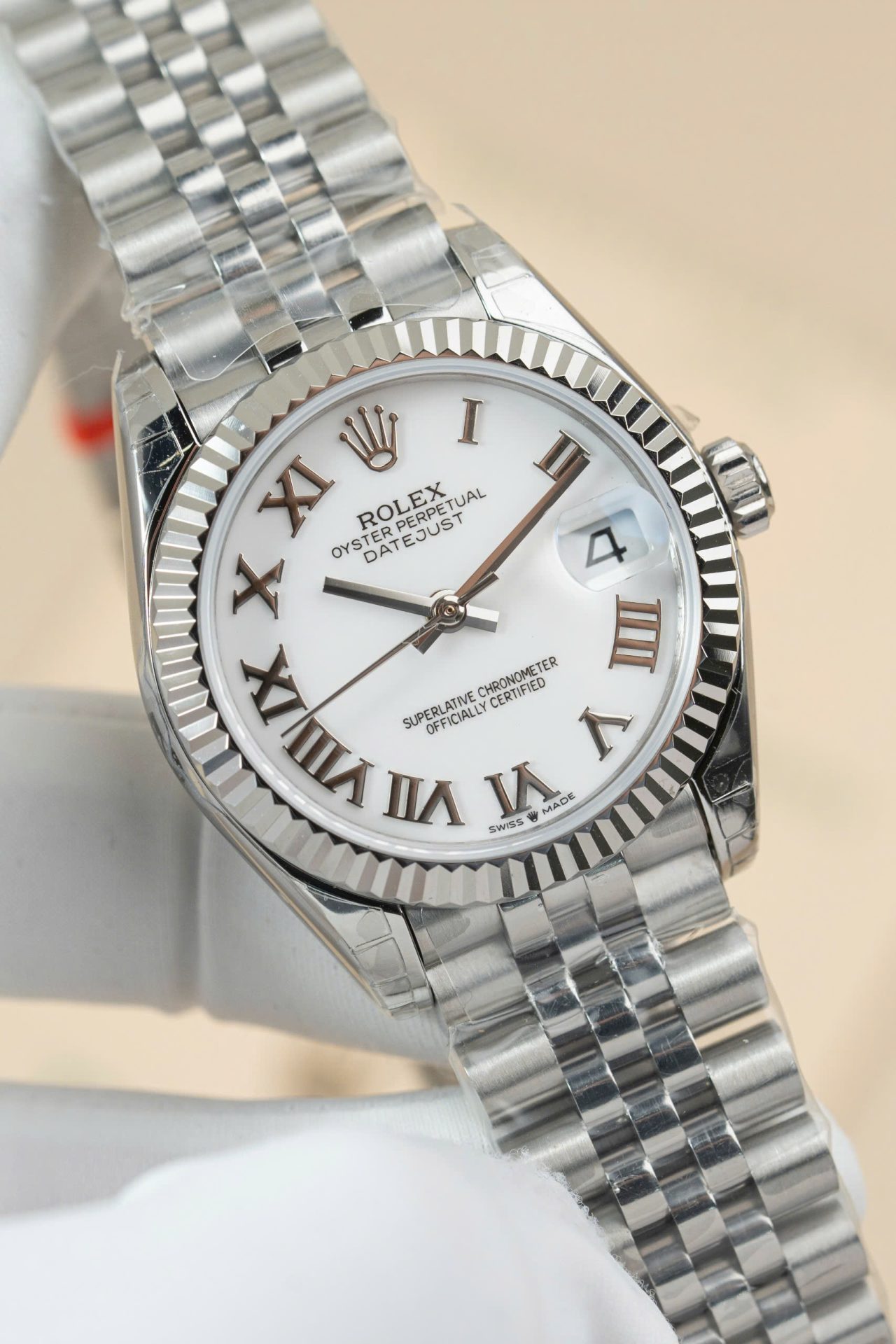 Rolex DateJust Lady Fake Watch White Dial Roman Numerals 31mm - Elite Watch Atelier