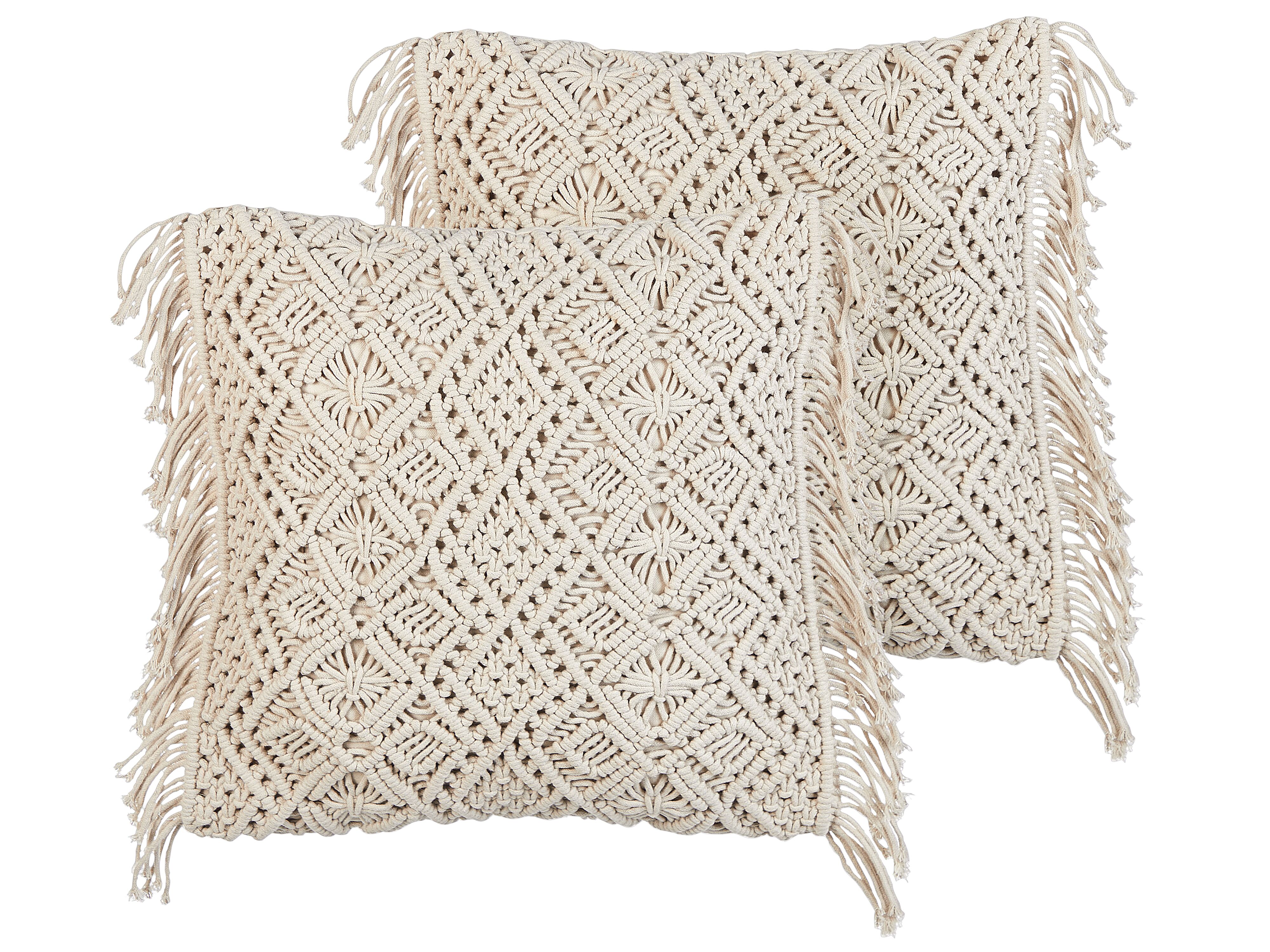 Set of 2 Decorative Cushions PATTAN Cotton 45 x 45 cm Beige Geometric Pattern