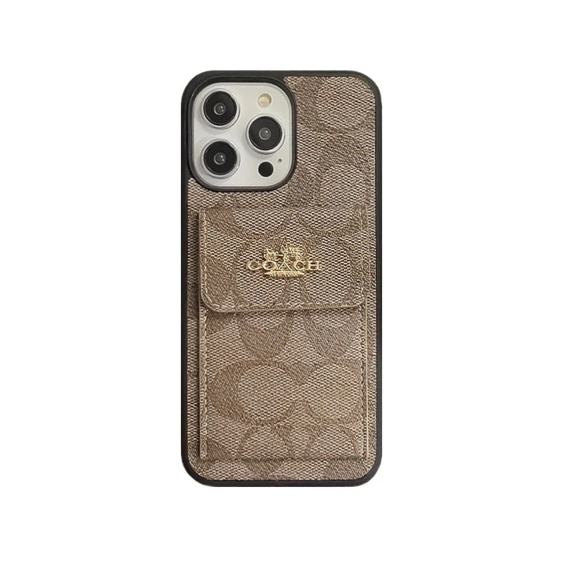 Coach iPhone Case With Card Holder Wallet Coffee  -SZK240425 - Wholesale & Influencer