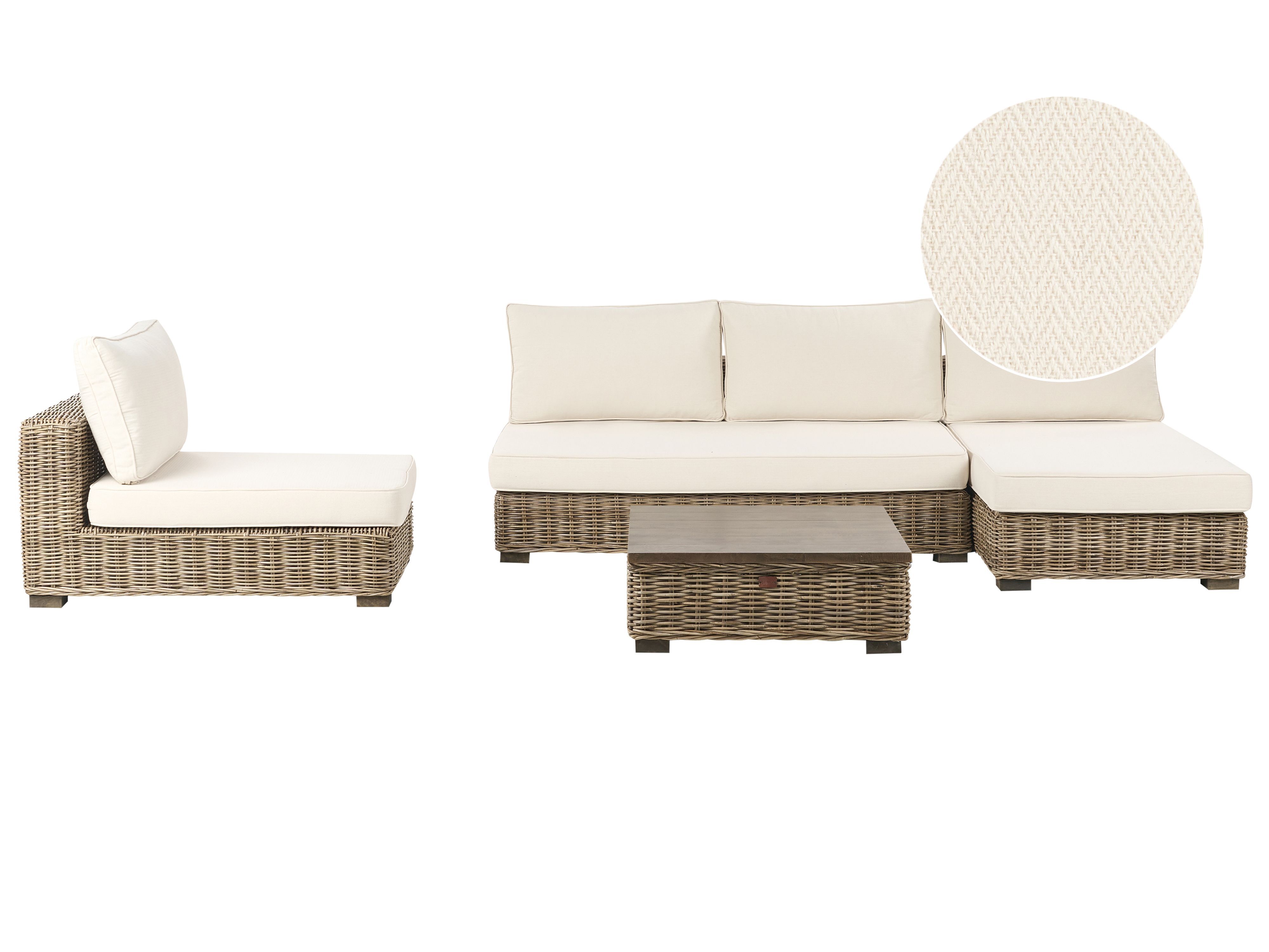 Garden Lounge Set with Table 4 Seater VARALLO Left Hand Modular Rattan Grey