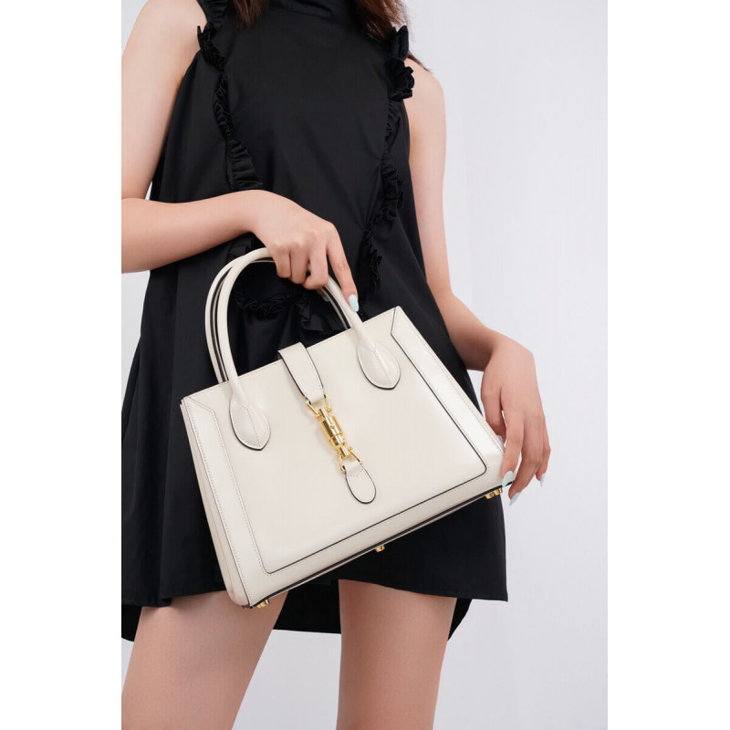 Replica Gucci Jackie 1961 Medium Tote Bag In White Leather 6490161:1High-quality replica