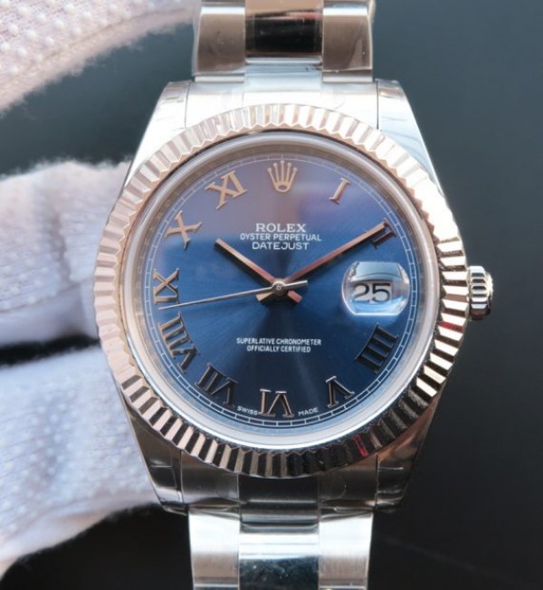 Replica Rolex DateJust 41mm 116334 SS Blue Dial Roman Markers SS Bracelet A3136 - Elite Watch Atelier