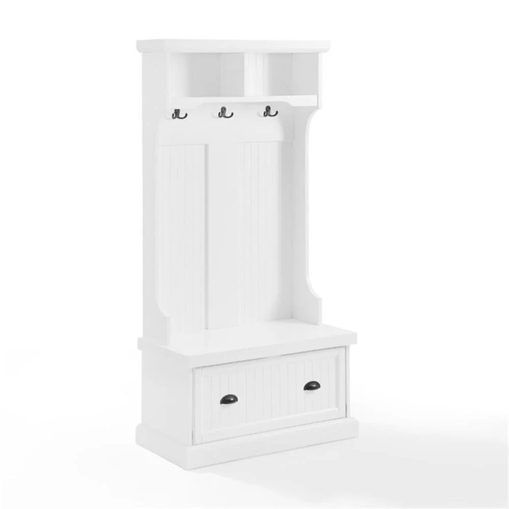 Crosley Furniture Shoreline Coastal MDF Wood Hall Tree in White - Image 4