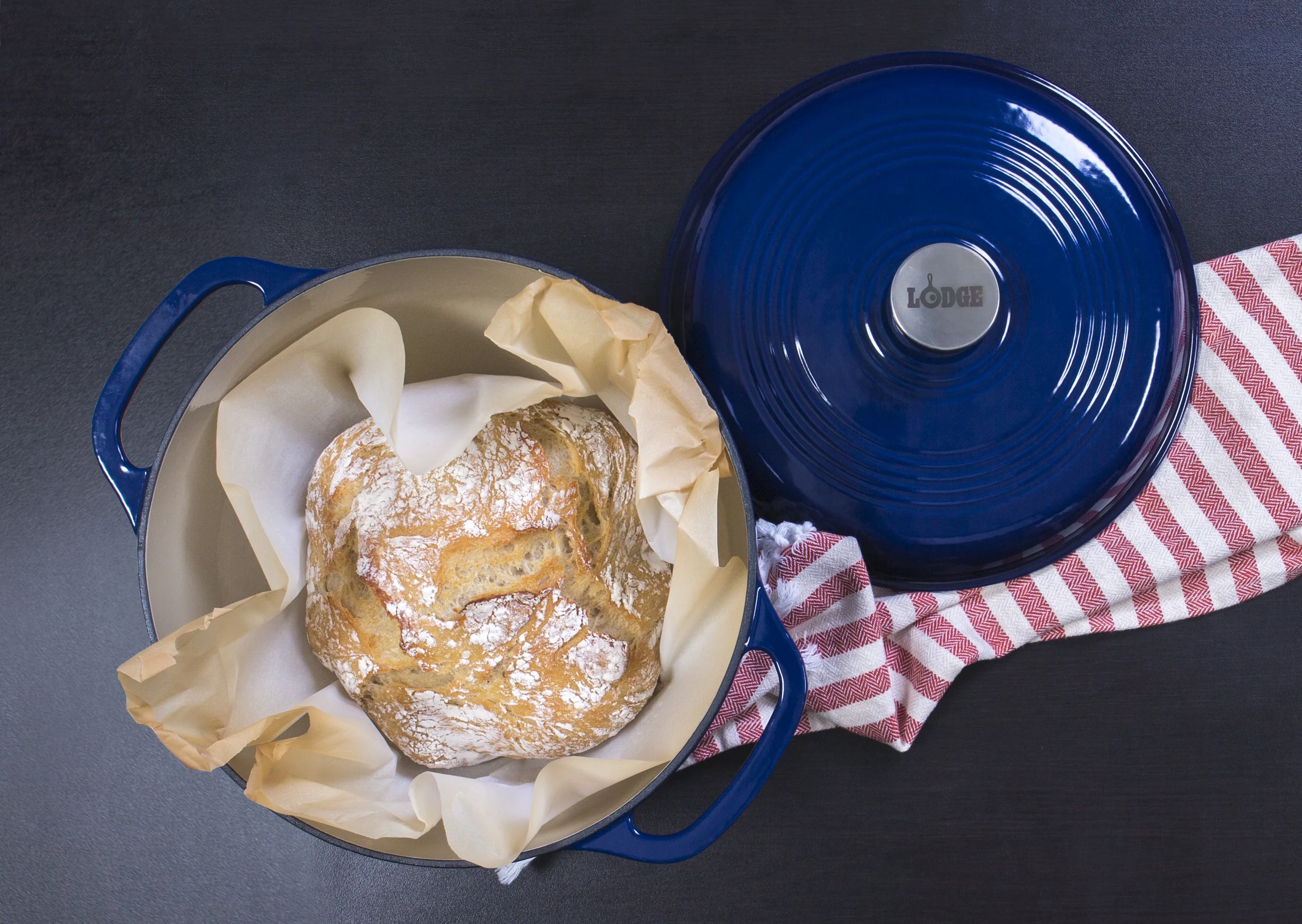 Lodge Cast Iron 6 Quart Enameled Dutch Oven, Indigo - Image 5