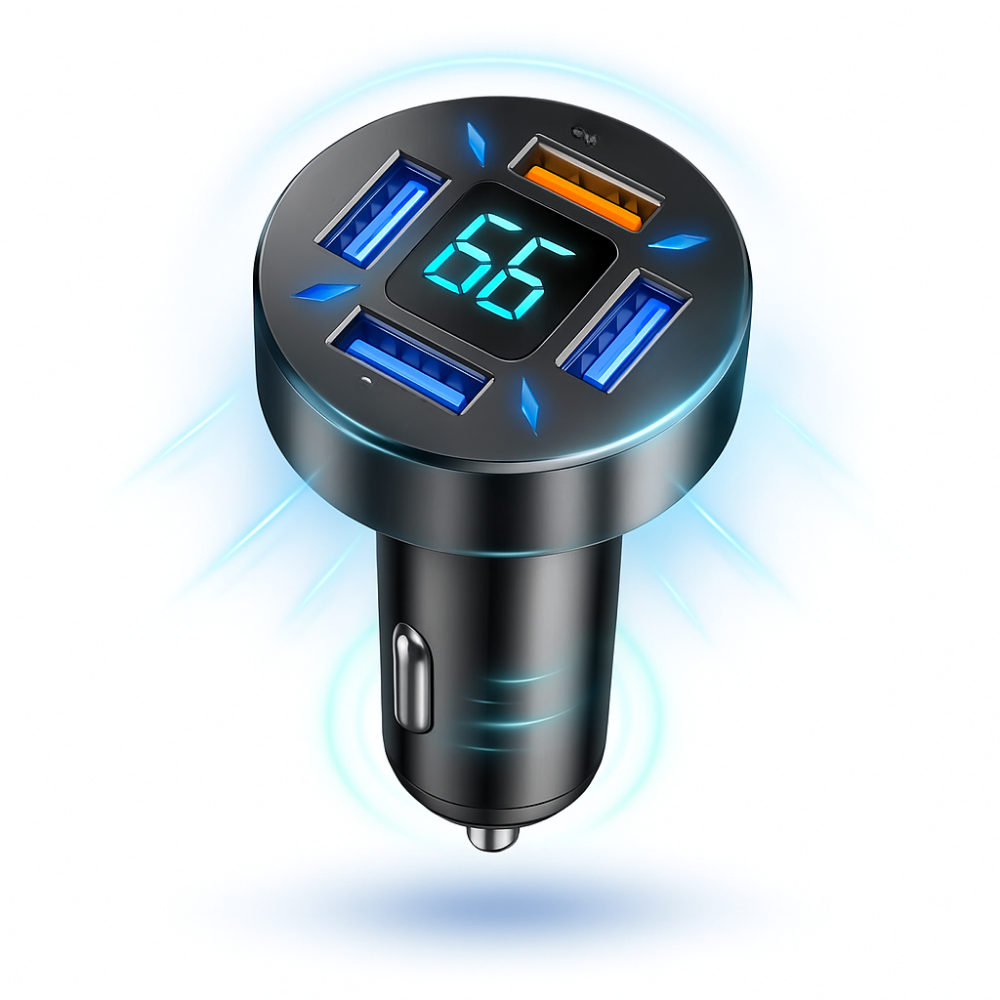 Compacte Dubbele USB-autolader met 66W Snel Opladen – Ideaal voor Onderweg