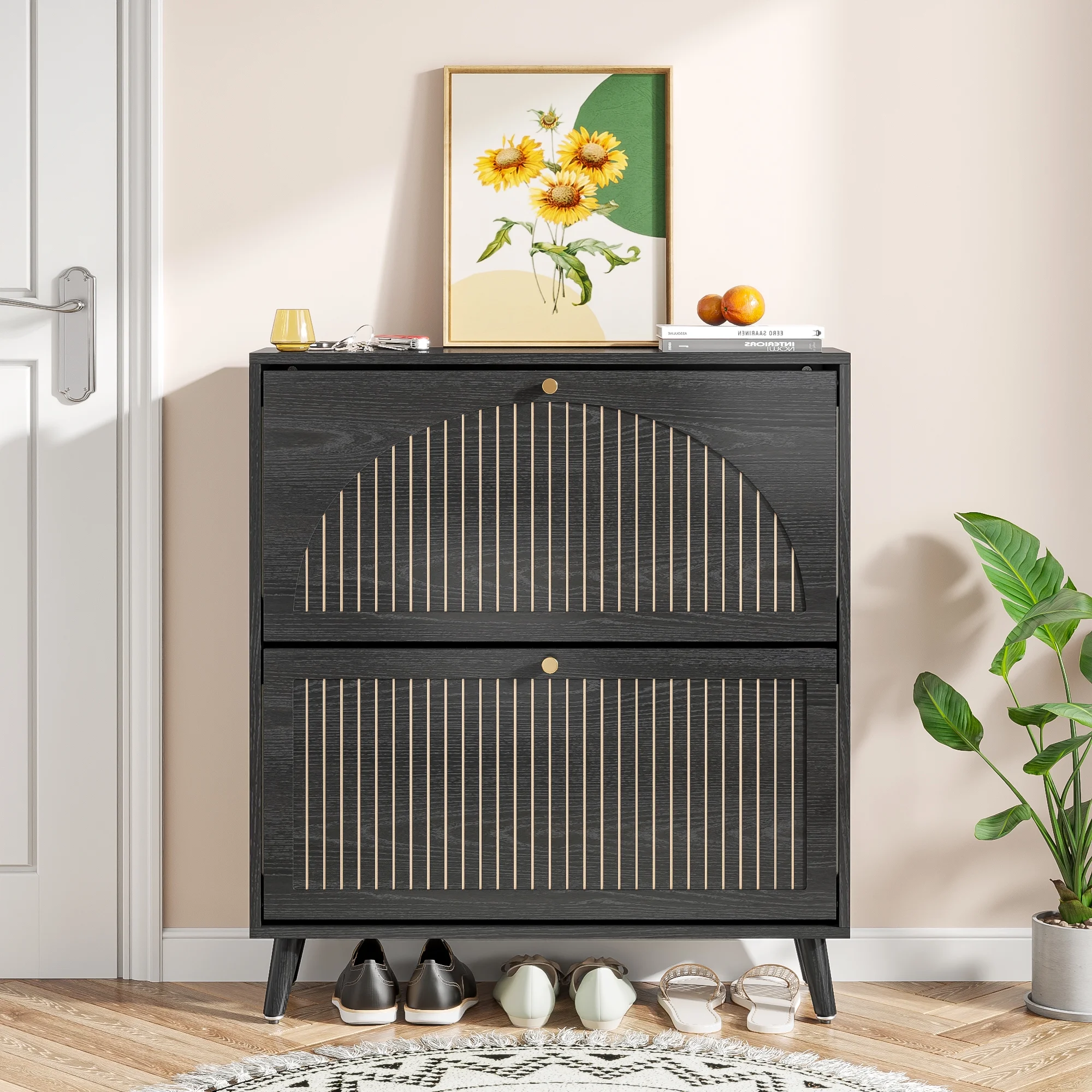 Shoe Storage Cabinet with 2 Flip Drawers, Modern Shoe Cabinet Storage for Entryway, Entryway Shoe Storage - Image 15