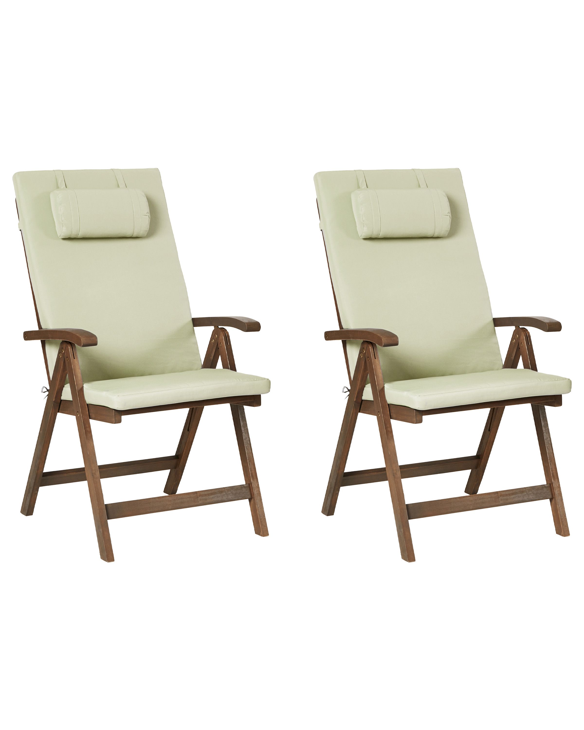 Set of 2 Garden Chairs with Cushions AMANTEA PREMIUM Acacia Wood Green