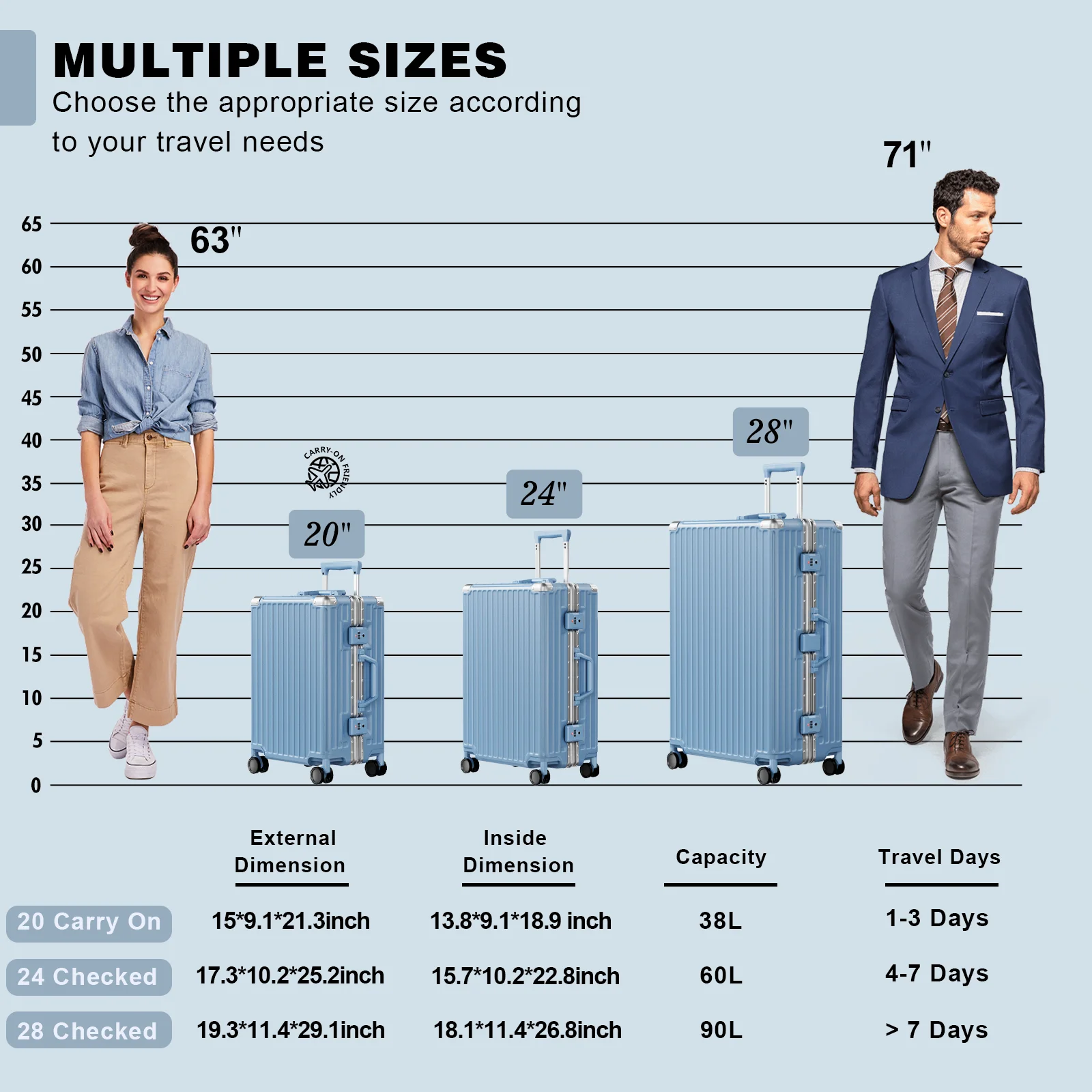 Luggage Aluminium Frame PC ABS Hardshell Suitcase with Spinner Wheels TSA Lock Zipperless Luggage 28 inch Silver - Image 21