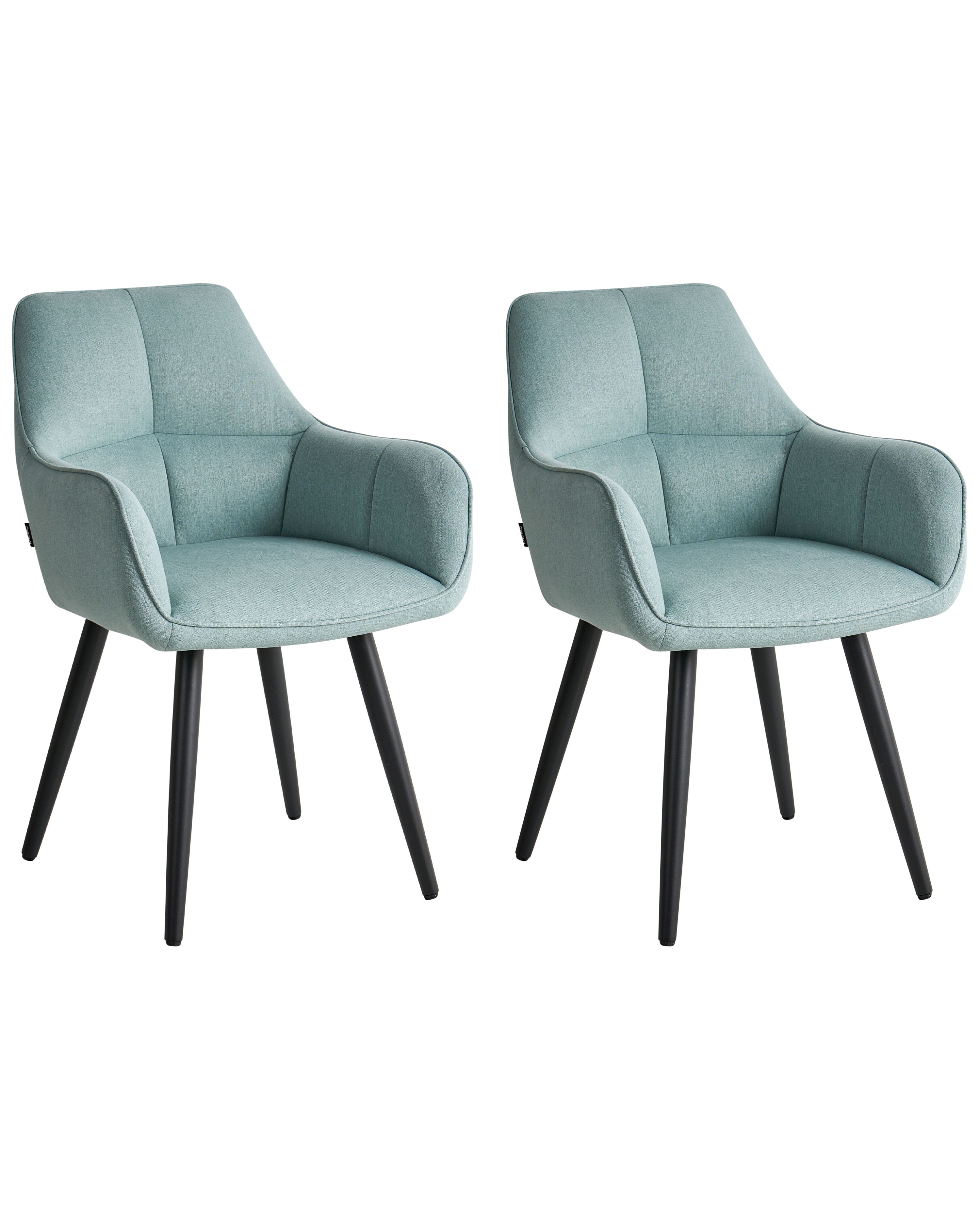 Set of 2 Dining Chairs TIRANO Faux Linen Light Blue