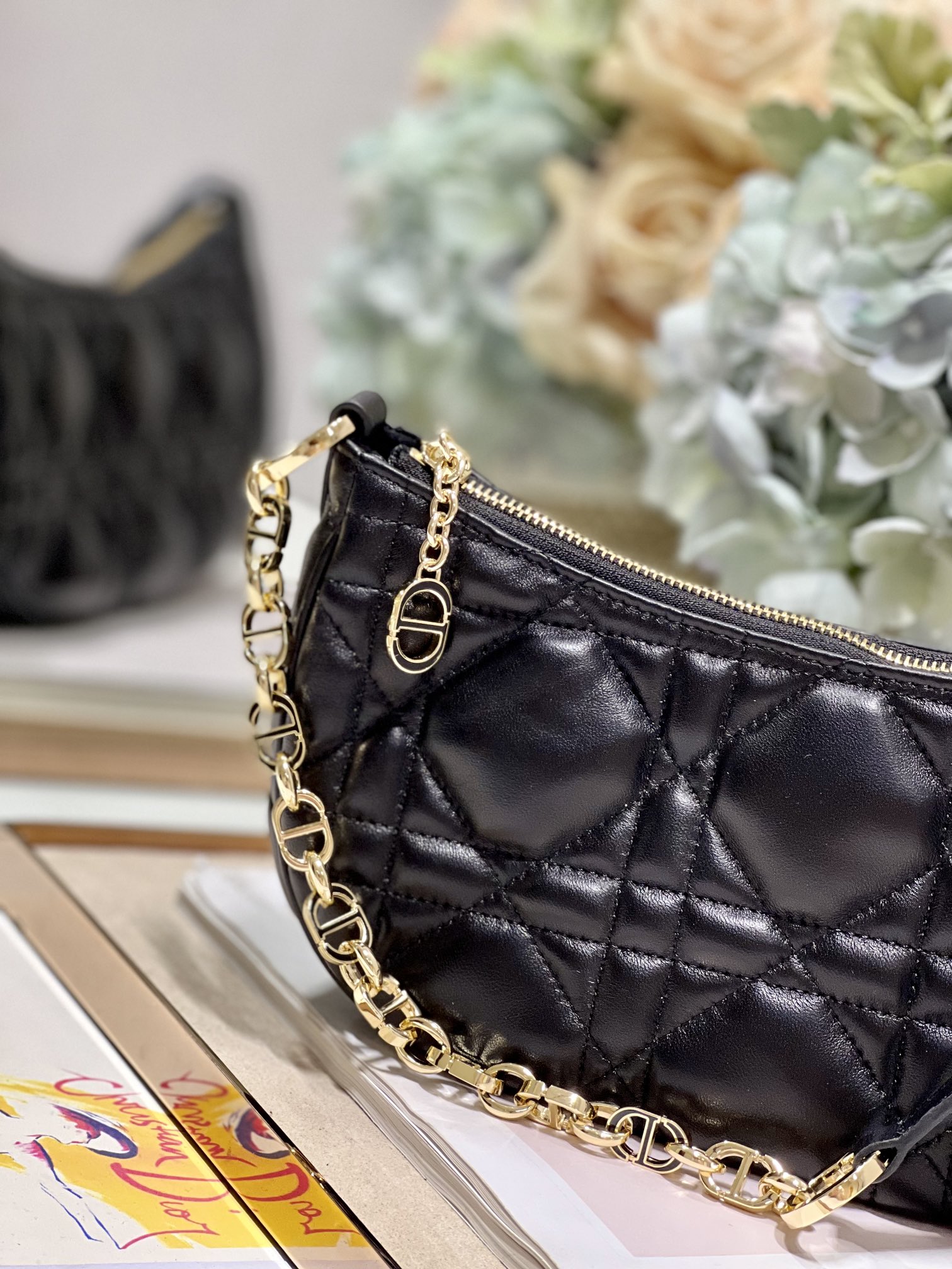 Cd Lounge Bag Black/White For Women in/ 26cm M22626FBE_M9001:1High-quality replica
