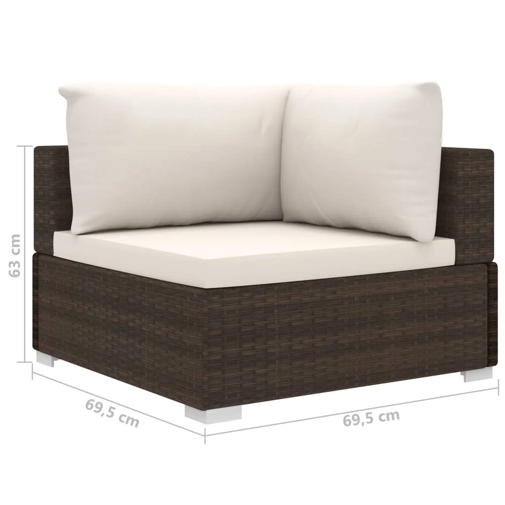 vidaXL Patio Furniture Set 10 Piece Sectional Sofa with Table Poly Rattan