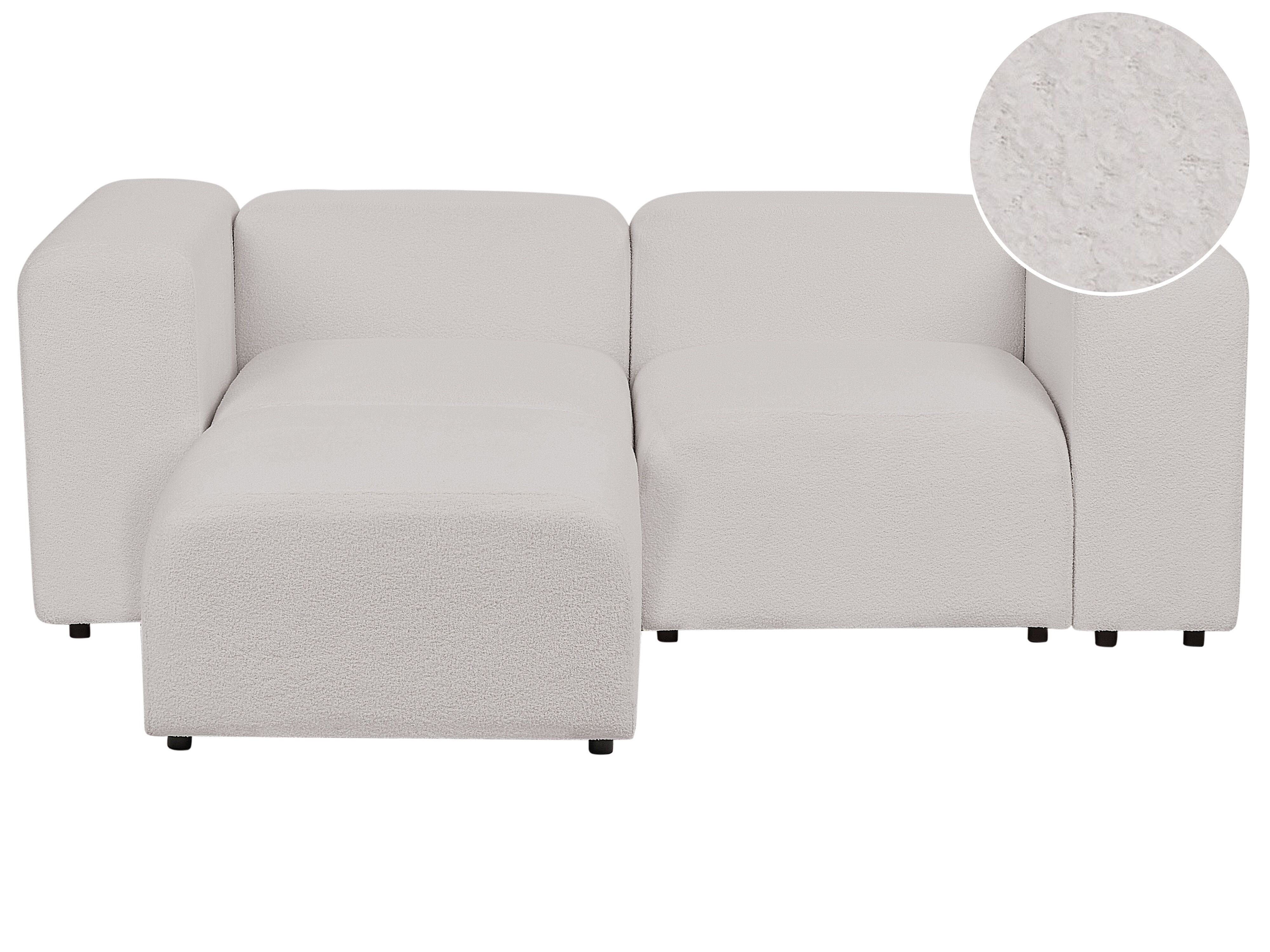 Modular Sofa 2 Seater FALSTERBO Boucle Light Grey with Ottoman