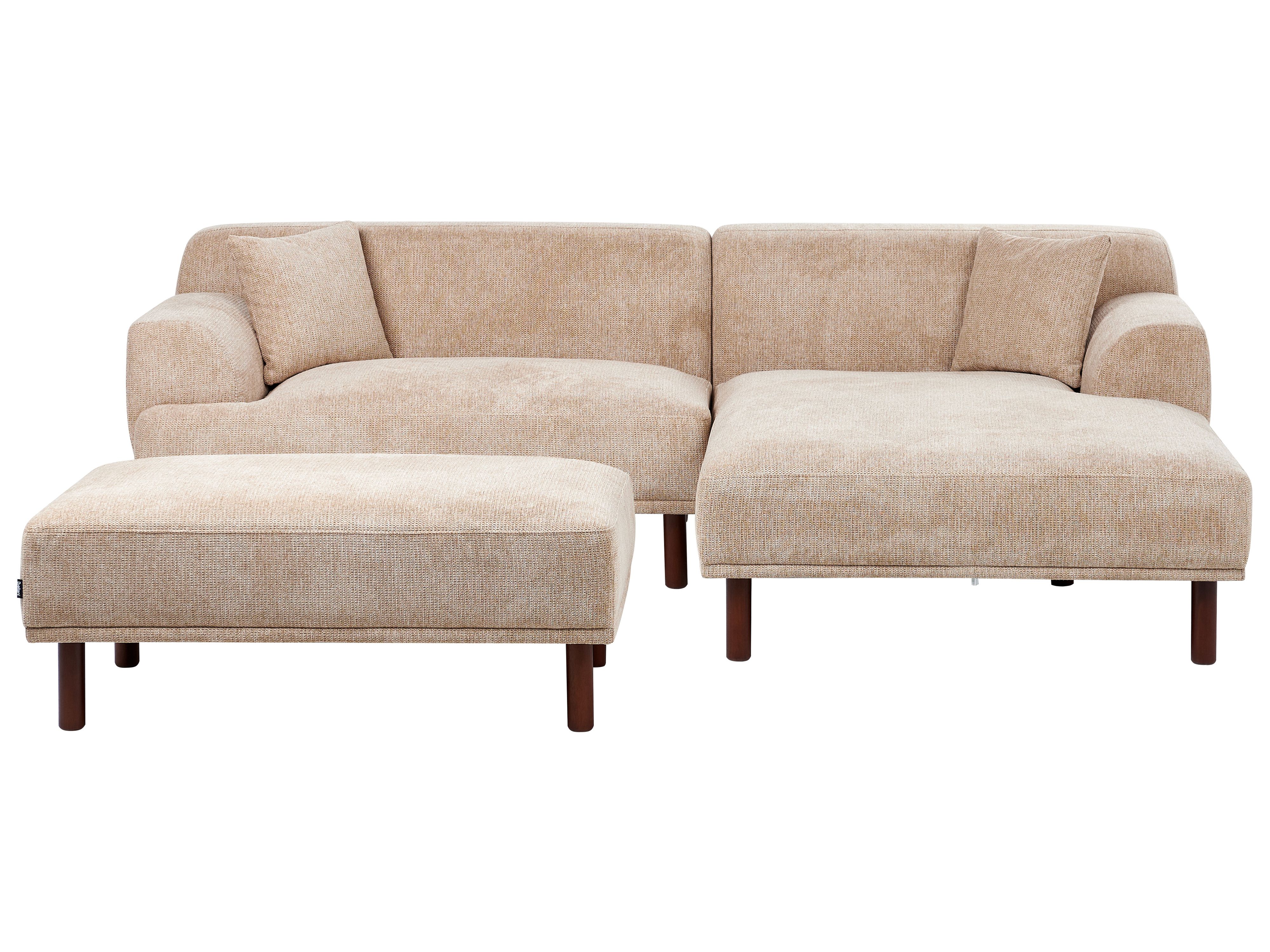 Corner Sofa 3 Seater HOLT Fabric Beige with Ottoman Left Hand