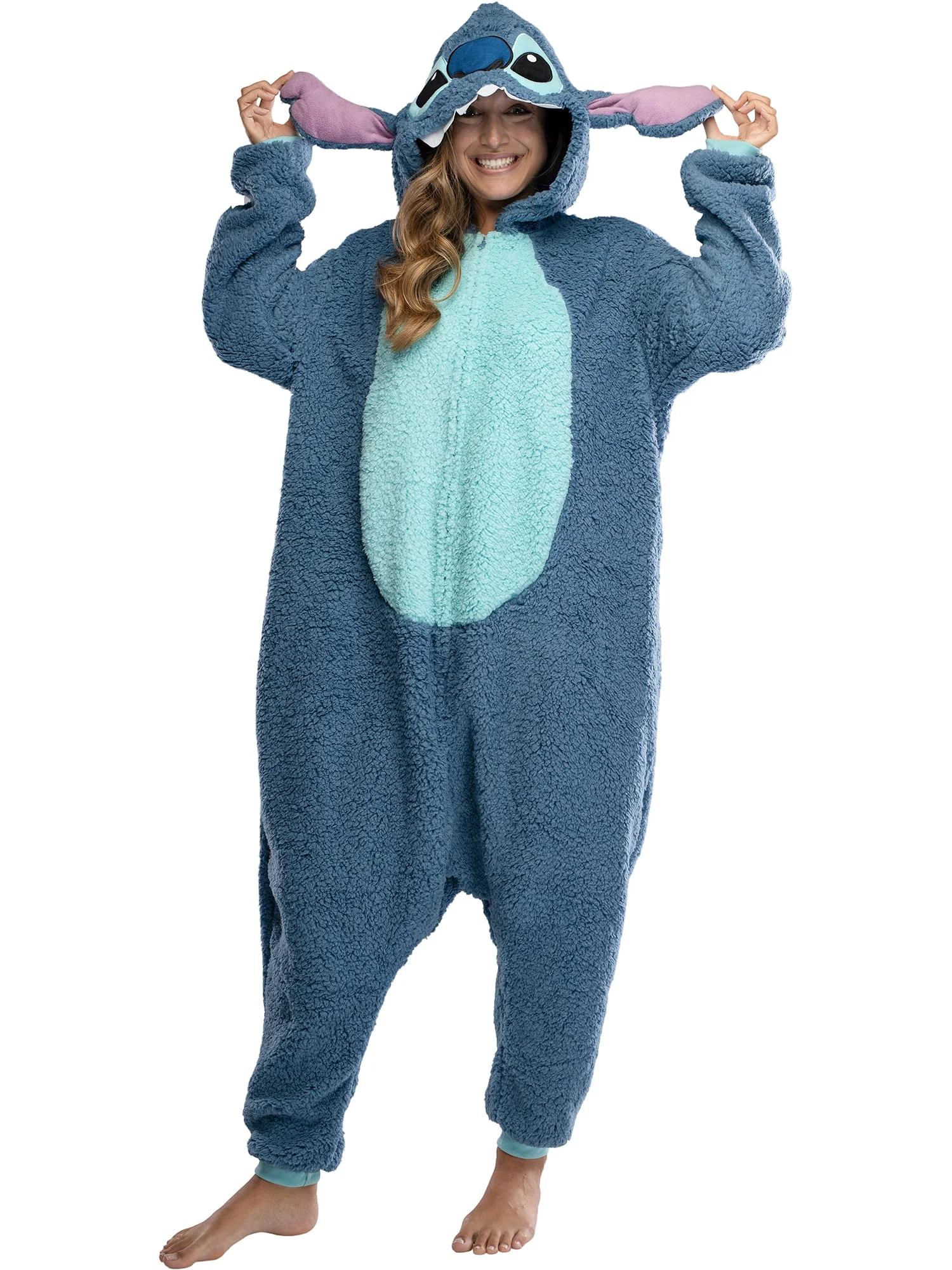 Disney Lilo & Stitch Adult Stitch Kigurumi Cosplay Costume Sherpa Union Suit Pajama Outfit - Image 8 Disney Lilo & Stitch Adult Stitch Kigurumi Cosplay Costume Sherpa Union Suit Pajama Outfit - Image 8