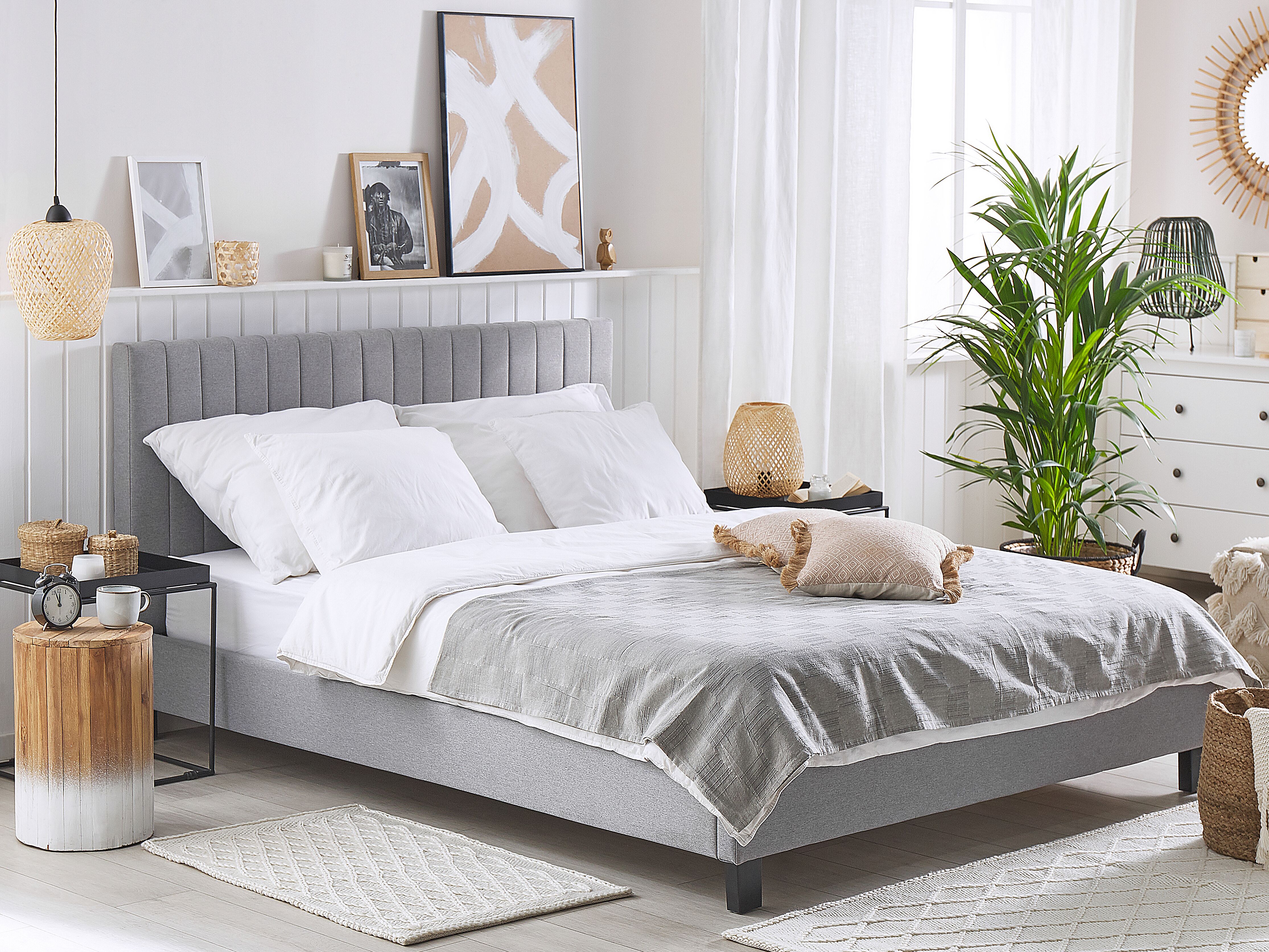 Bed Fabric POITIERS 180 x 200 cm (EU Super King) Light Grey