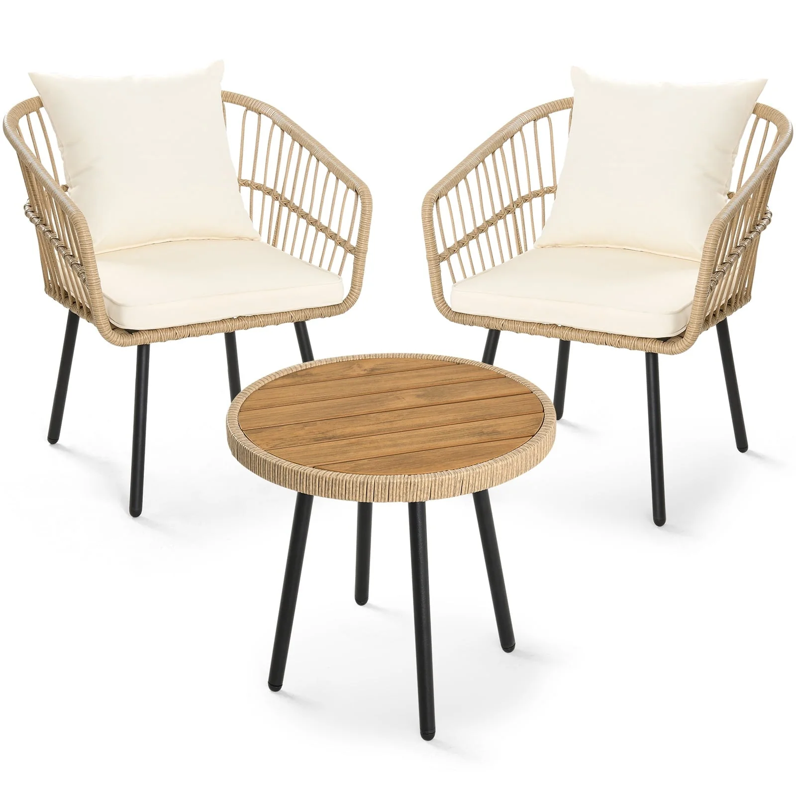 DEXTRUS 3-Piece Outdoor Patio Furniture Wicker Bistro Set with Soft Cushions - Image 10