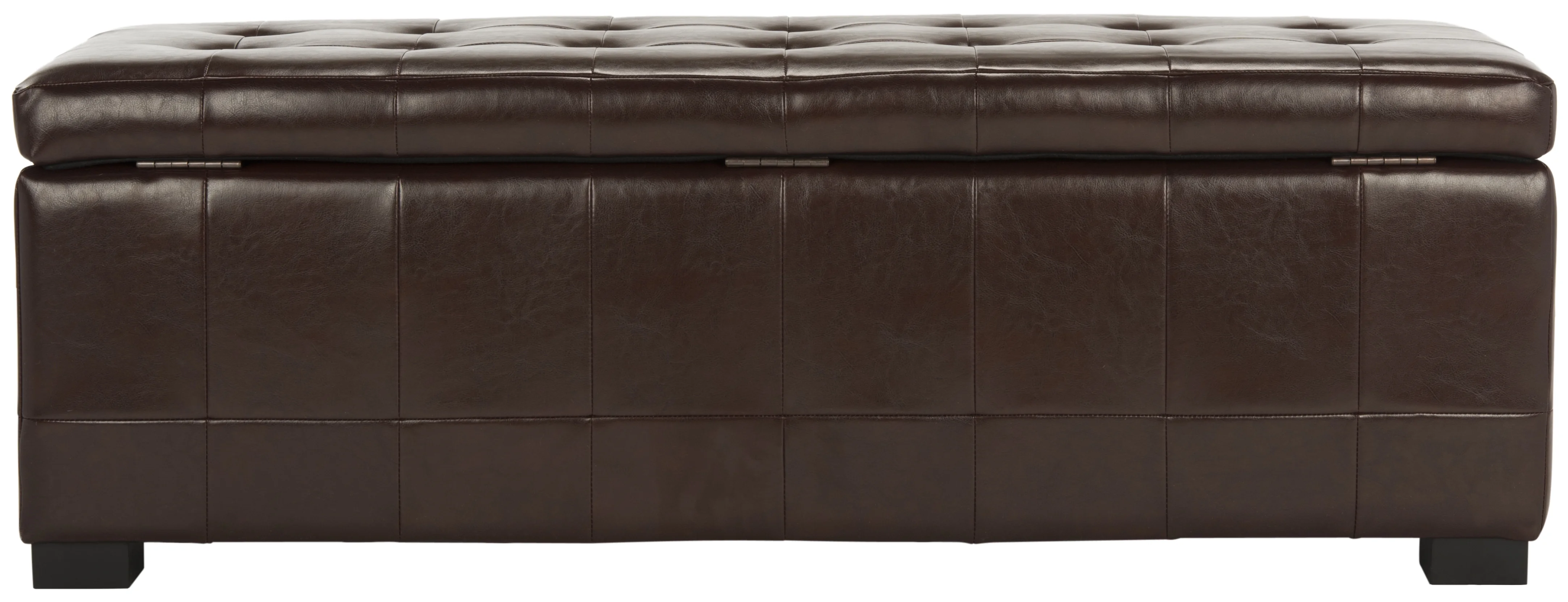 SAFAVIEH Large Manhattan Rustic Tufted Storage Bench, Brown - Image 9